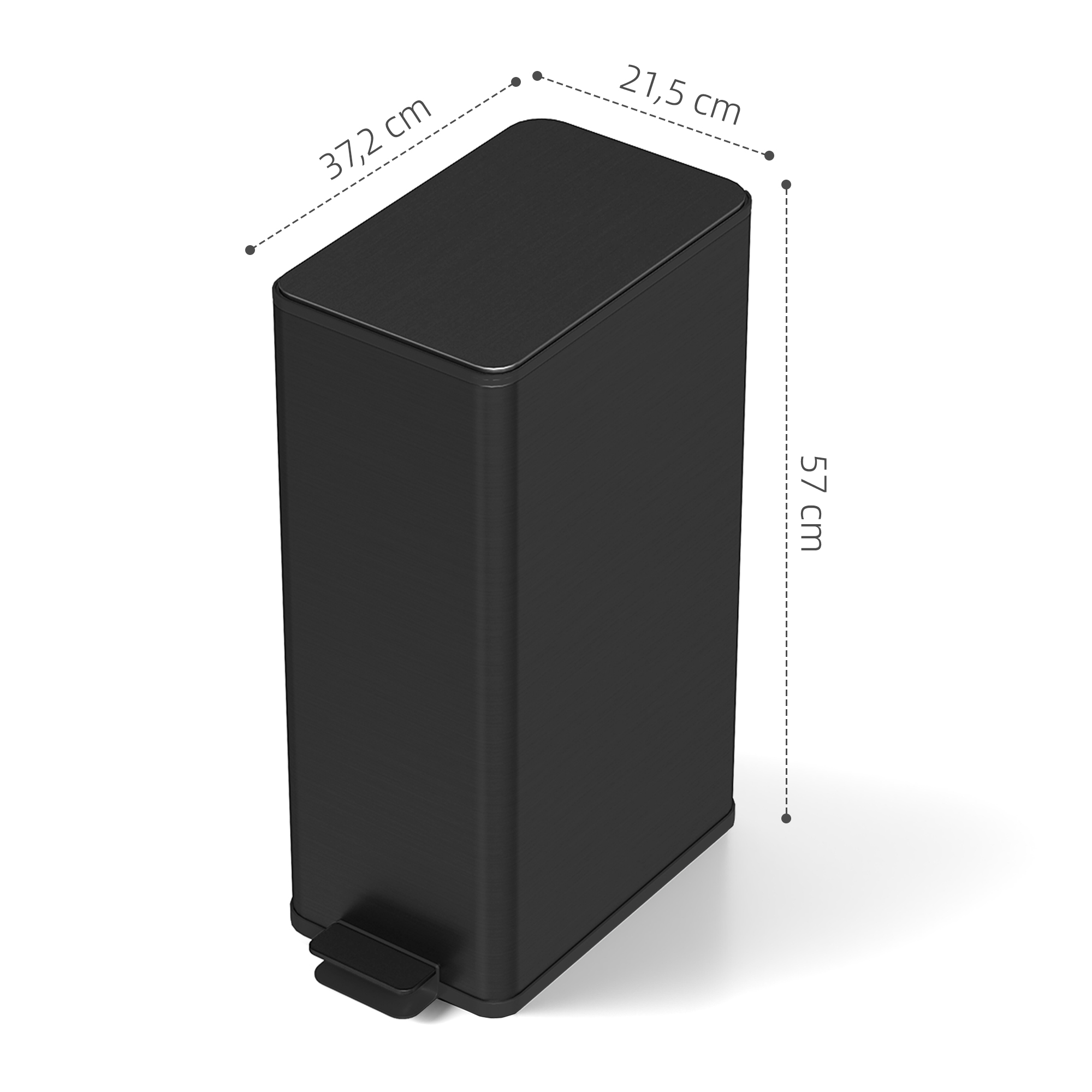 Mülleimer 20l, Soft-Close-Deckel, Deodorant-Fach, Fingerabdrucksicher, Edelstahl, Schwarz
