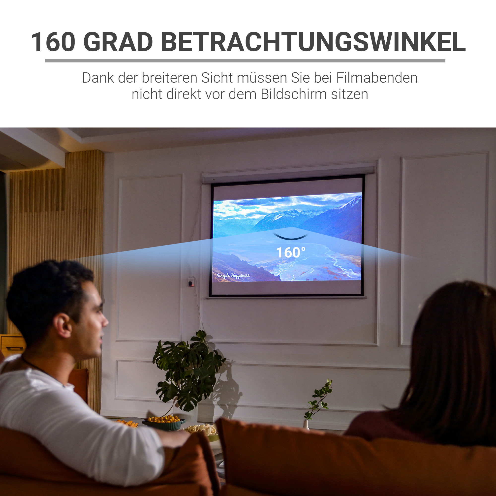 Beamer-Leinwand, inkl, Fernbedienung, 84 Zoll, 4:3 Format, 171x130 cm, Weiß