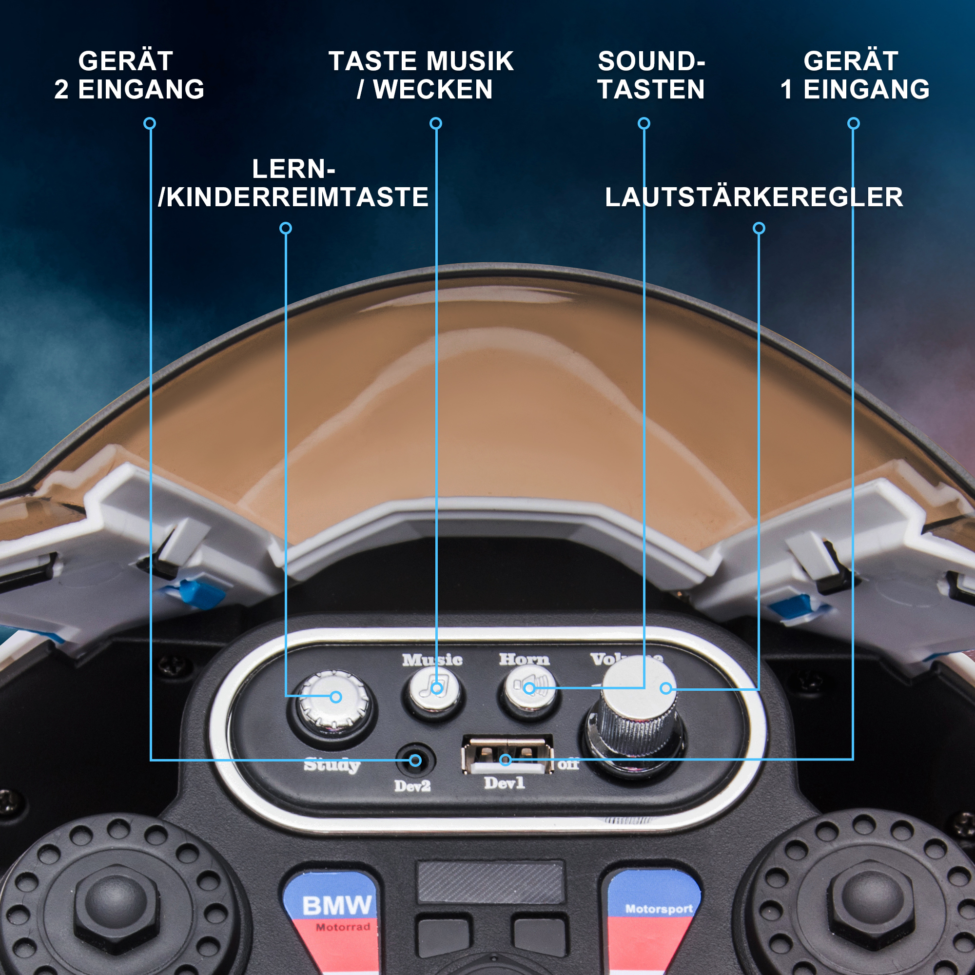 Kindermotorrad, Elektromotorrad, Scheinwerfer, 3 Musikmodi, für Kinder 1,5-5 Jahre, Rot, 82,5 x 42 x 54cm