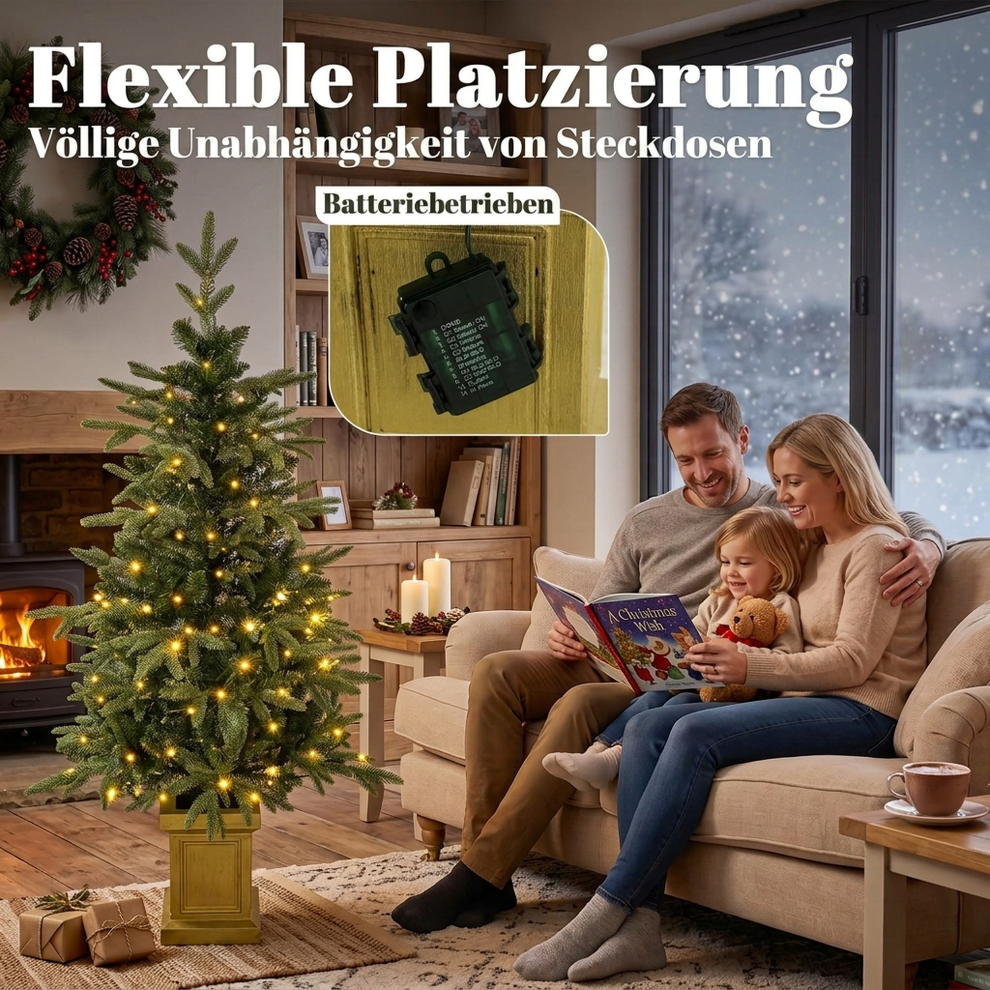 Künstlicher Weihnachtsbaum, 120 cm Christbaum mit 110 LED-Beleuchtung 147 Spitzen, 2 Lichtfarben, Fernbedienung