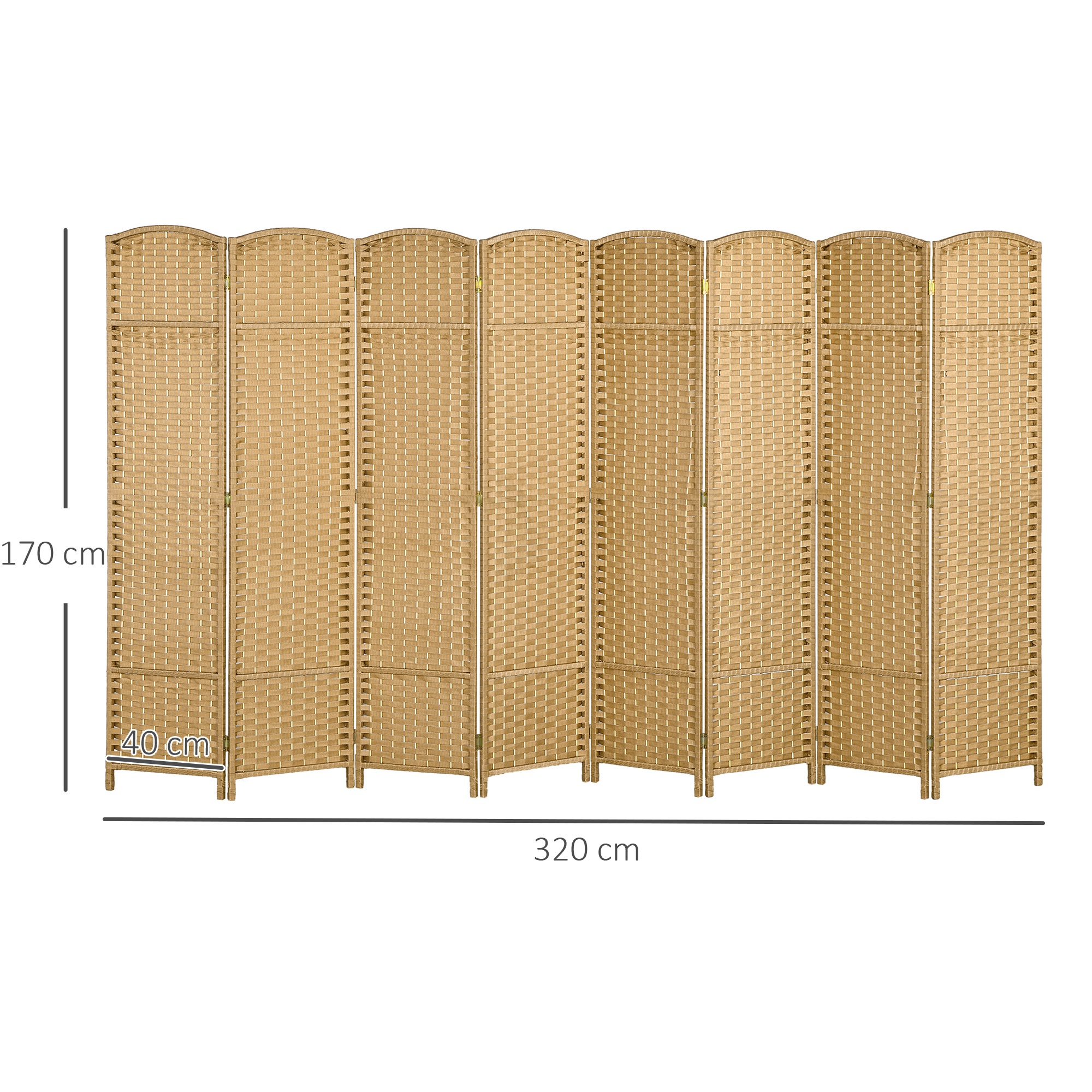 8-teiliger Raumtrenner, Faltbarer Sichtschutz, Sichtschutzwand für Wohnzimmer, Schlafzimmer, Homeoffice, Natur