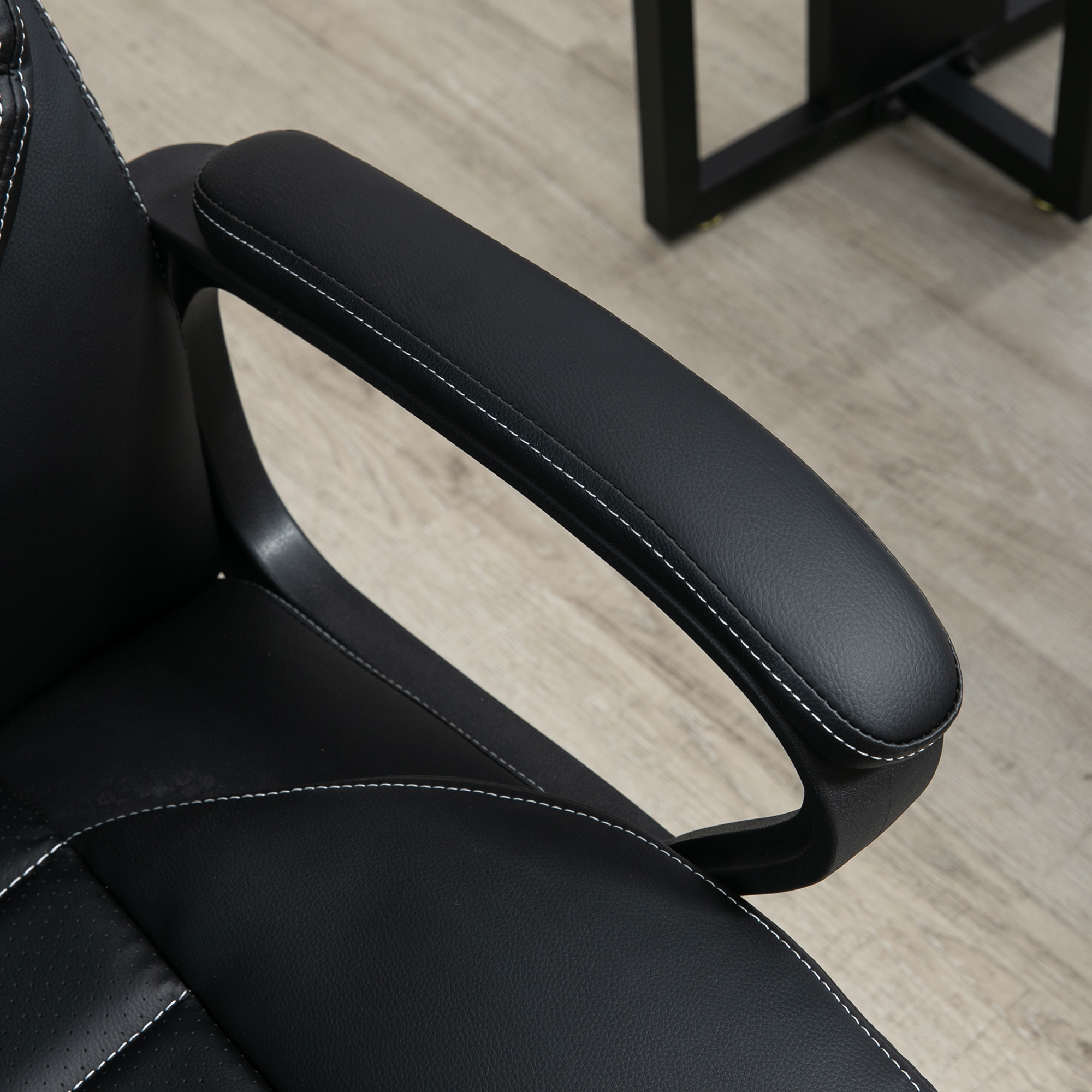 Bürostuhl mit Massage höhenverstellbarer Chefsessel ergonomischer Drehstuhl Gamingstuhl Computerstuhl Massage Sessel 6 Vibrationspunkte Leinen-Gefühl einstellbar Schwarz 66 x 78 x 112-120 cm