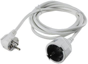 Schutzkontakt-Verlängerung, 3m, weiß - H05VV-F3G 1,5mm² 16A/250V Schutzkontakt-Verlängerung, 3m, weiß - H05VV-F3G 1,5mm² 16A/250V