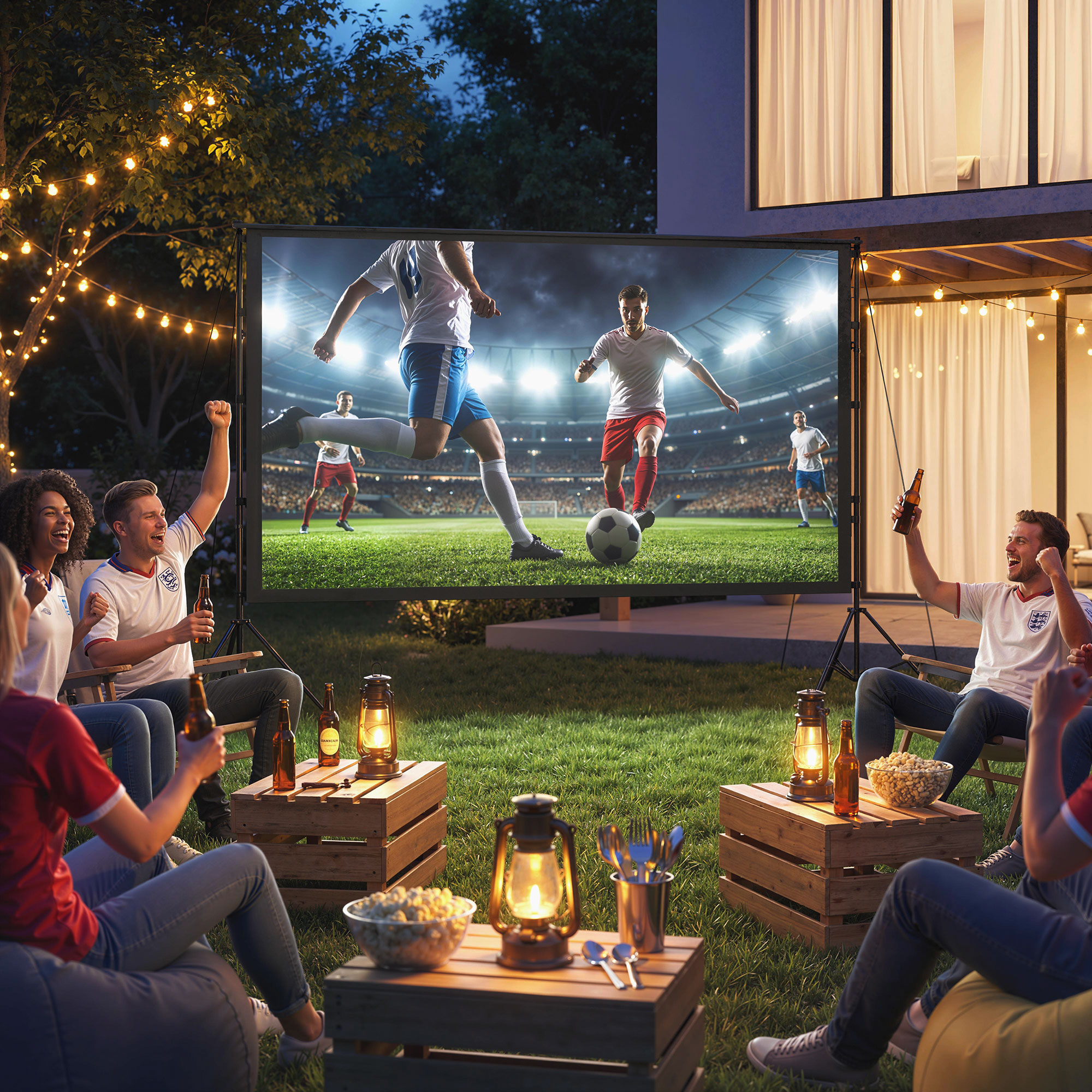 100 Zoll 16:9 HD 4K/8K Projektor-Leinwand mit Ständer, tragbare doppelseitige Leinwand mit klappbaren Stativen, Weiß