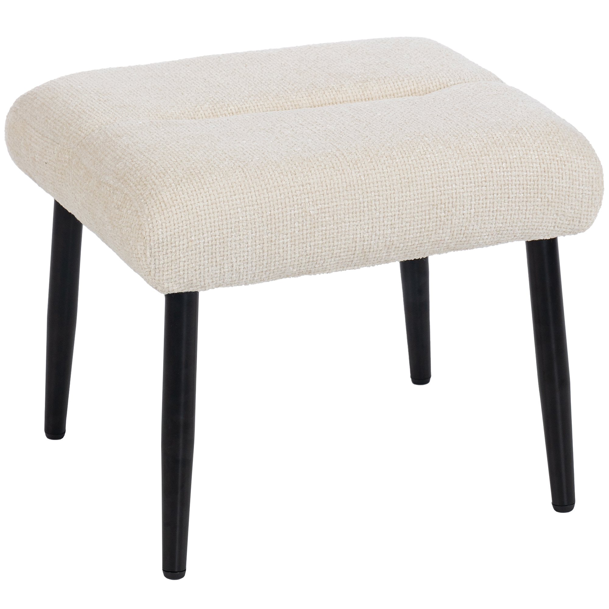 Sitzhocker Hocker mit weichem Sitzkissen Stahlbeinen Fußhocker mit Chenille-Stoff, 45 x 41 x 38 cm, Cremeweiß