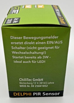 DELPHI Bewegungsmelder 160°, silber, LED geeignet, 250V~, Unterputz, 2-Draht