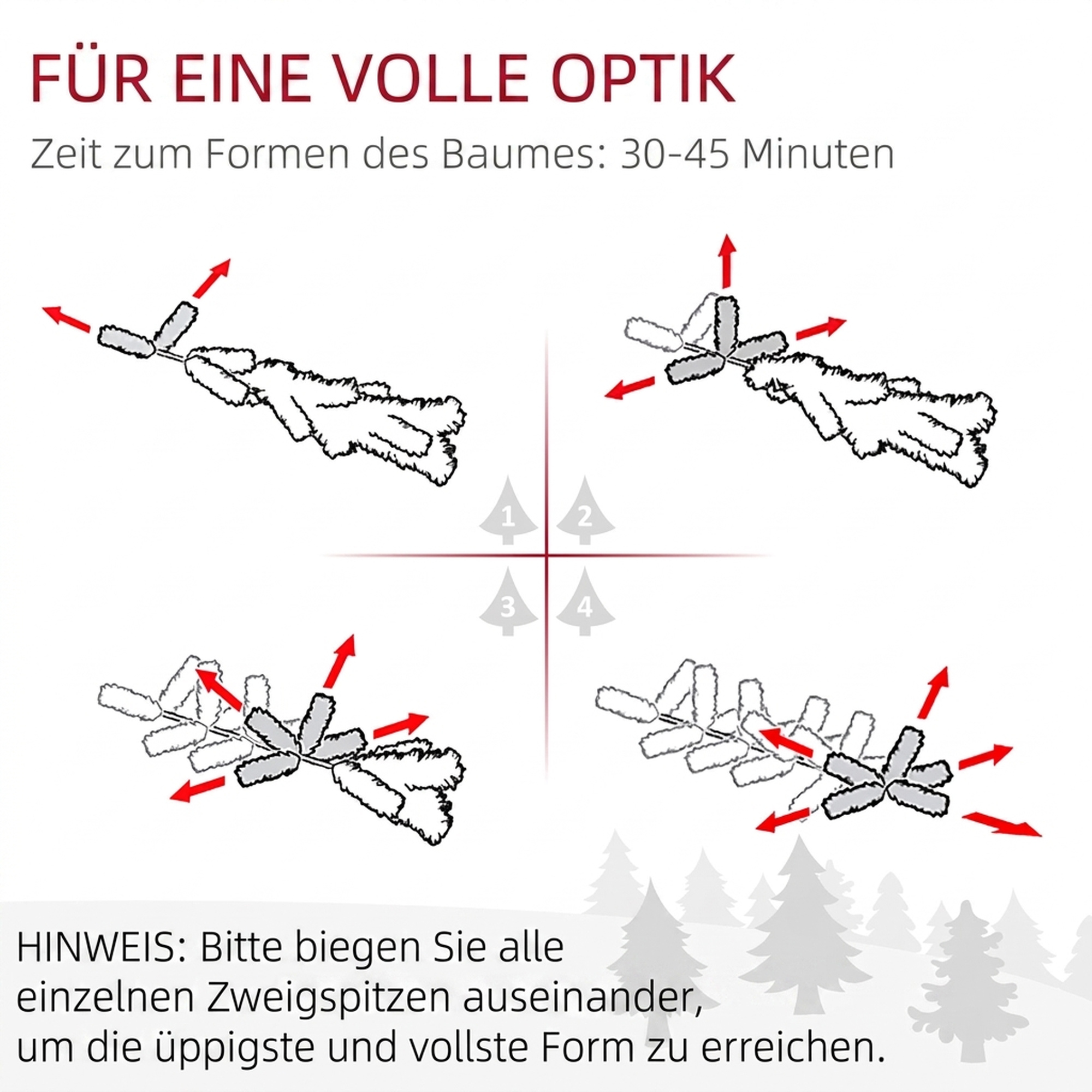Weihnachtsbaum künstlich 180 cm Christbaum wie echt mit 600 dichten Zweigen, Kunstschnee, Auto-Öffnung