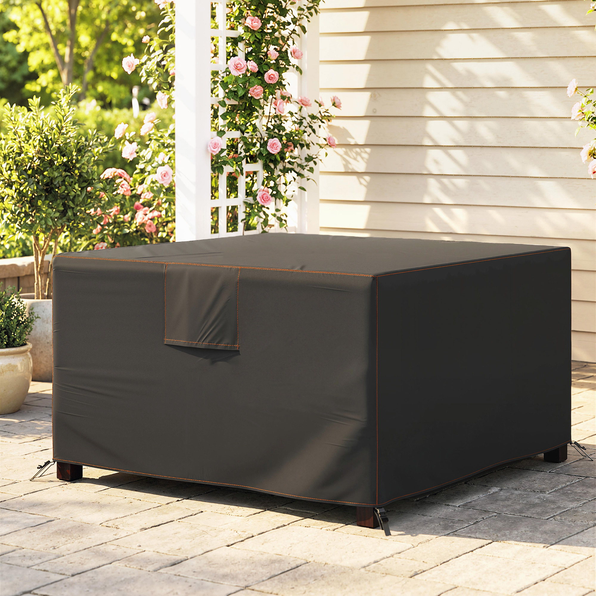 Schutzhülle für Gartenmöbel Winterfest Wasserdicht Abdeckung Anti-UV Abdeckplane 420D Oxford Gewebe 125x125x74cm Schwarz