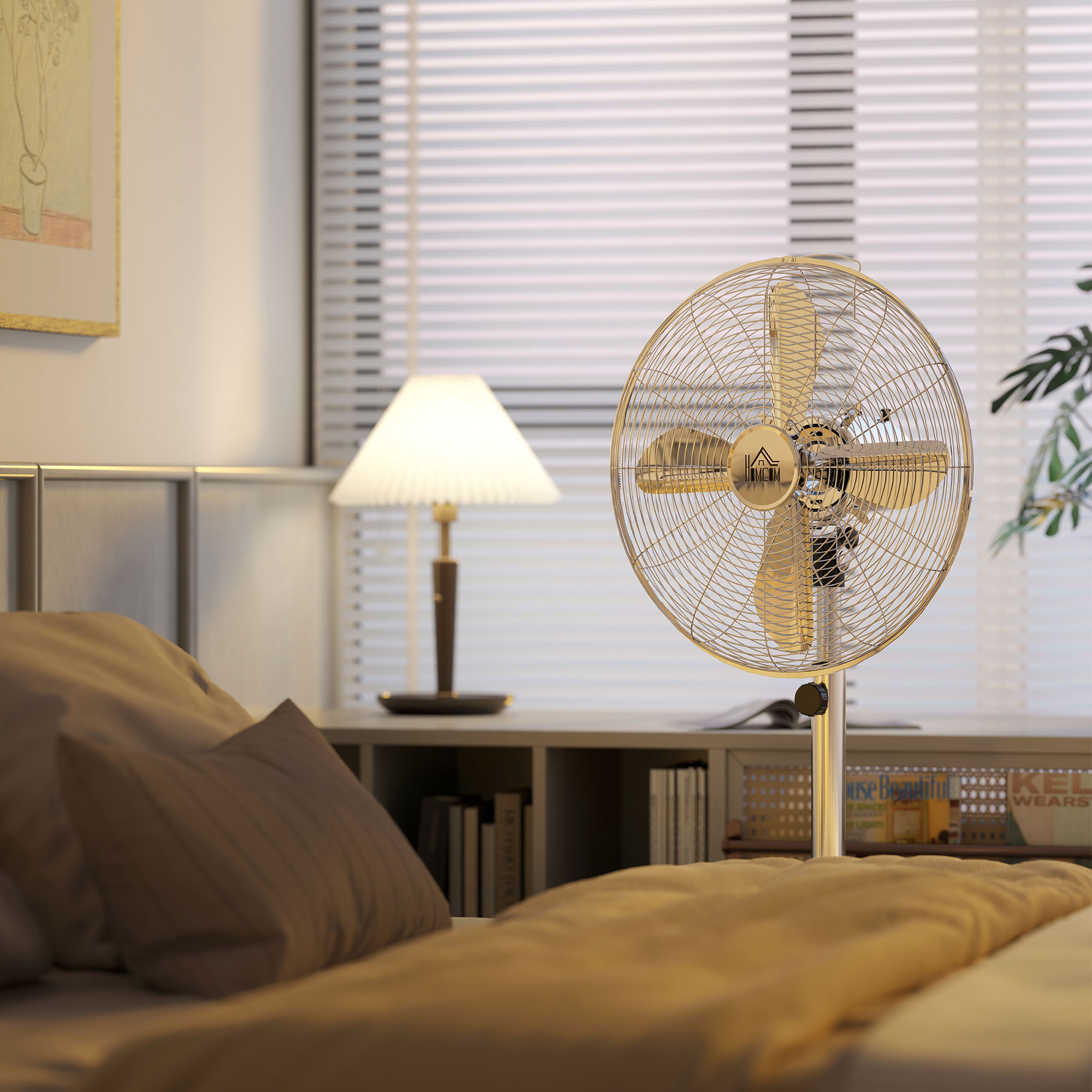 120 cm Standventilator, Ventilator, Höhenverstellbarer Lüfter, 3 Geschwindigkeitsstufen, Verstellbarer Neigungswinkel, Stahl, Silber
