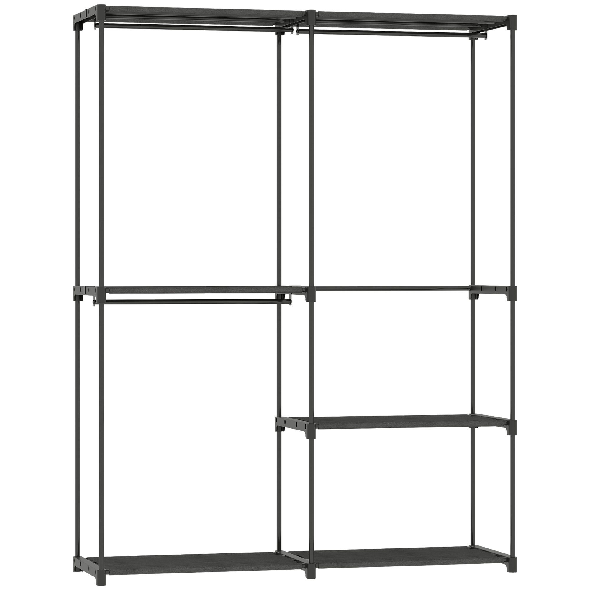 tragbarer Kleiderständer, Metallrahmen, Stoffregale, viel Platz, Schwarz tragbarer Kleiderständer, Metallrahmen, Stoffregale, viel Platz, Schwarz