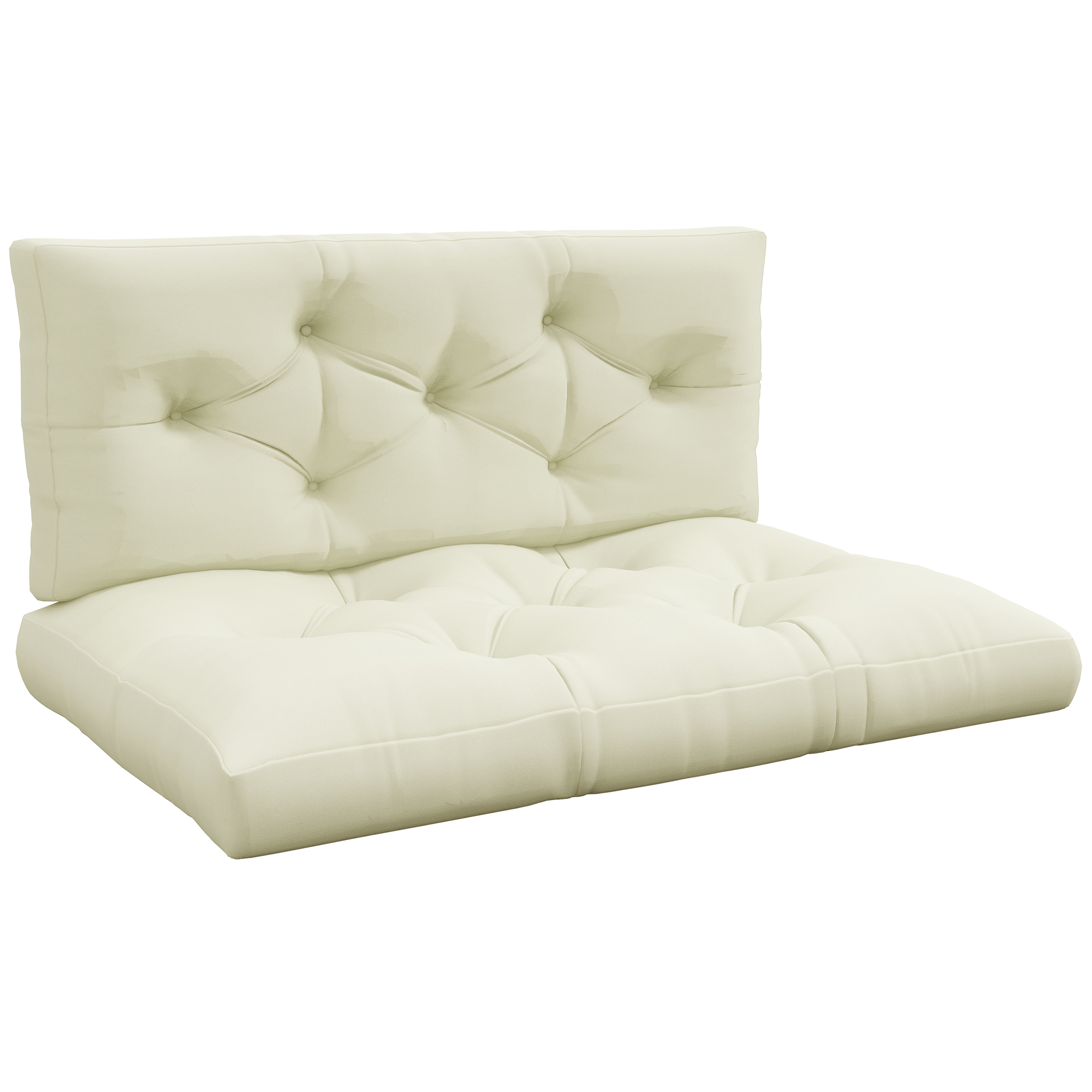 Sitzpolster Sitzkissen Polsterauflage, mit Knopfheftung, 120 x 80 x 12 cm, Cremeweiß