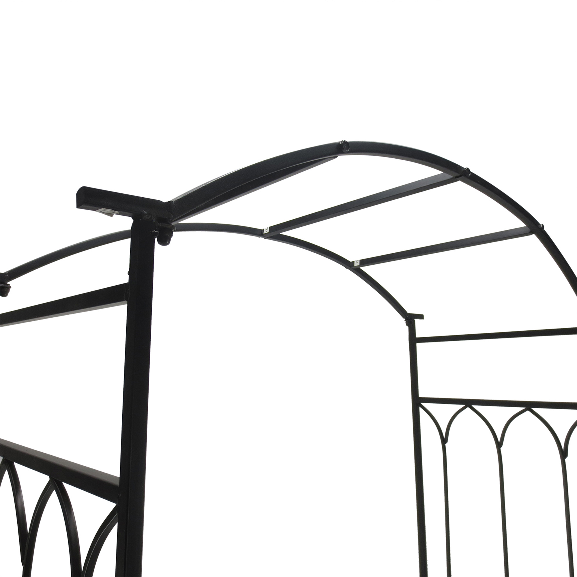 Rosenbogen mit Bank Rosenbank Laubenbank Philosophenbank Rankgitter Rankhilfe Gartenbank Metall Schwarz 115 x 50 x 203 cm