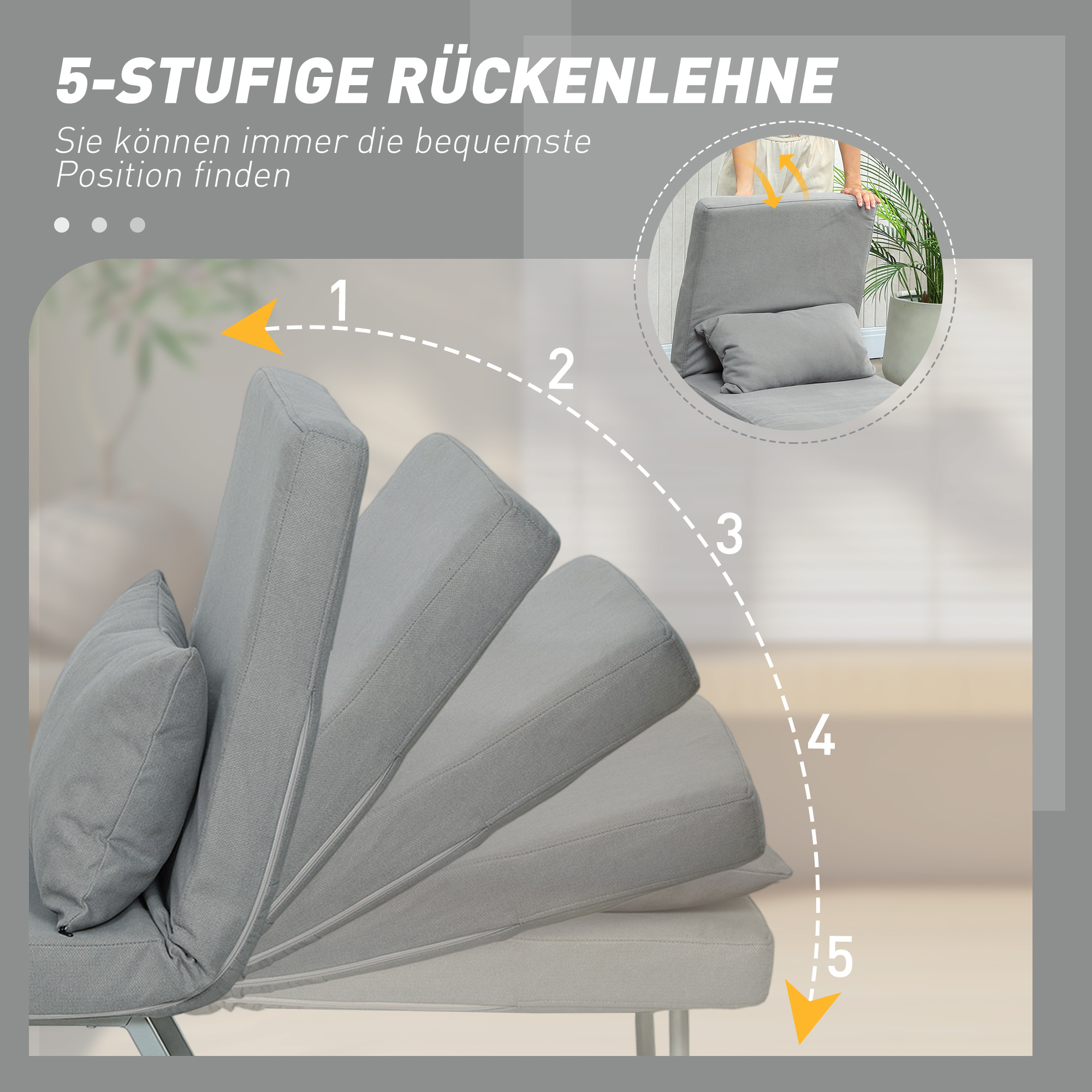 Schlafsessel, Polstersessel, zum Gästebett umwandelbar, ergonomisch, Hellgrau