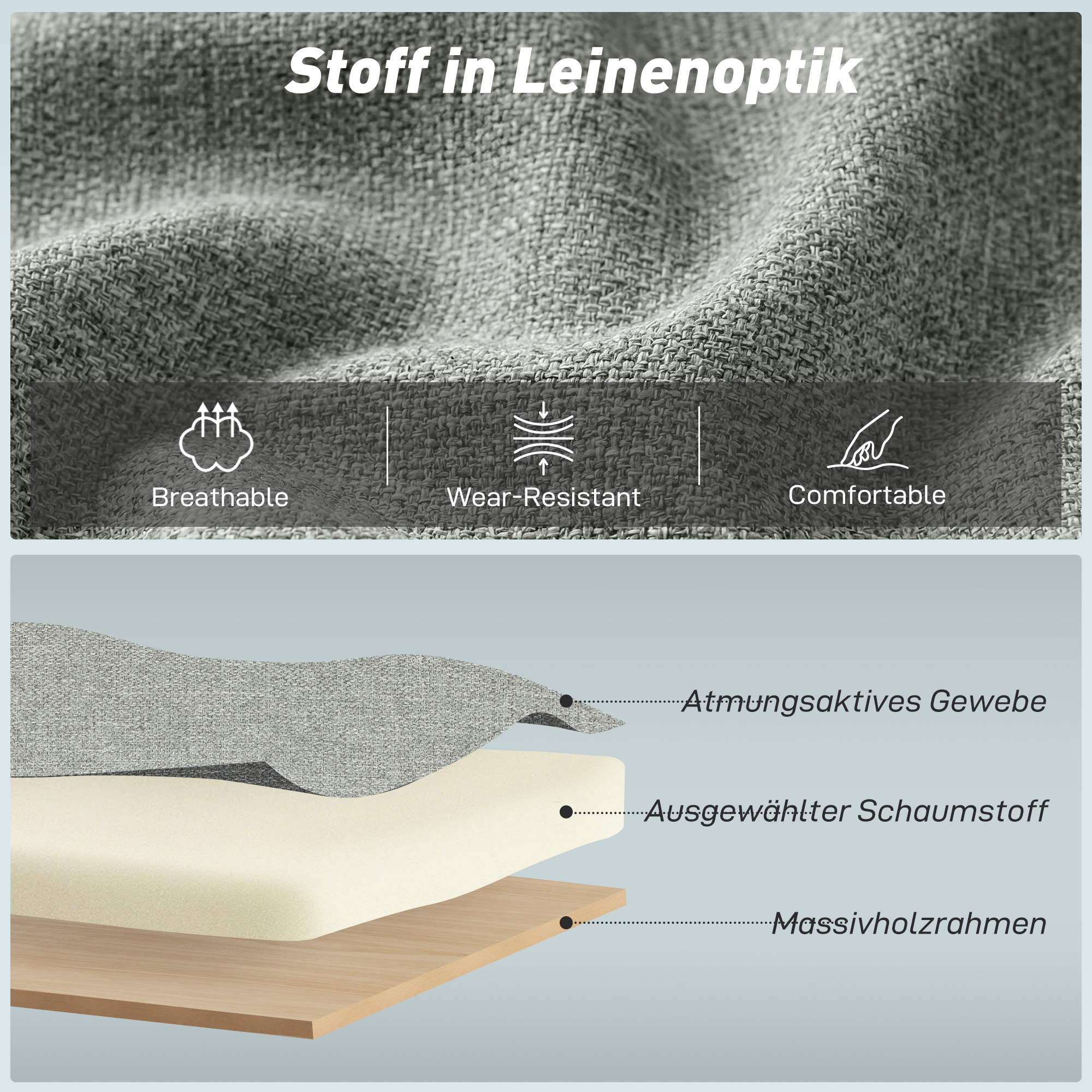 3-in-1 Schlafsessel, Ausziehbarer Sofa-Bett Sessel mit Verstellbarer Rückenlehne, Grau