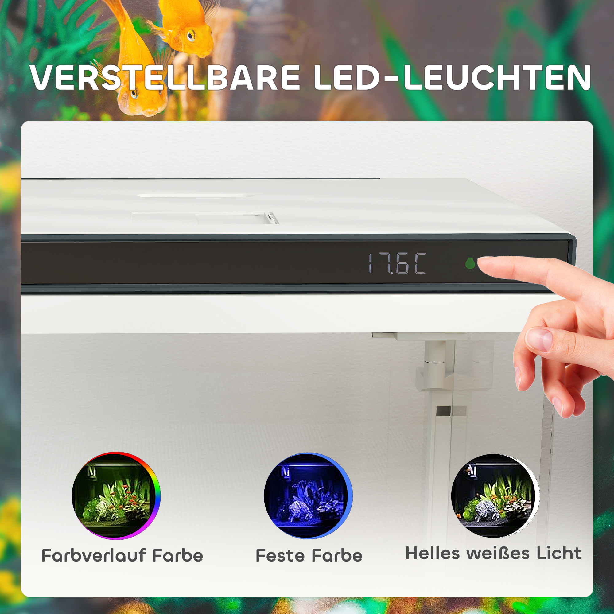26 Liter Aquarium mit Filter, LED-Beleuchtung, Wasserpumpe, für verschiedene Fischarten, ca. 38 x 26 x 38 cm