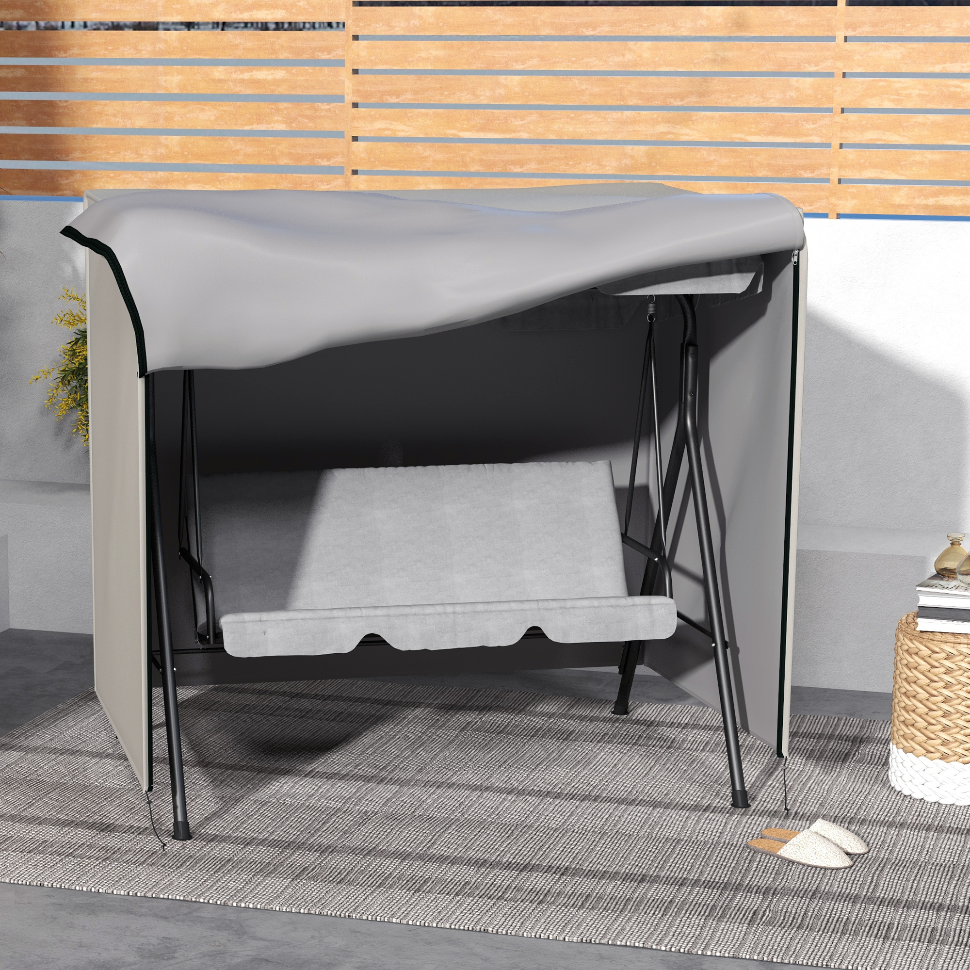 Schutzhülle für Hollywoodschaukel, reißfest, wasserdicht, staubdicht, Polyester, 177 x 114 x 152 cm, Grau