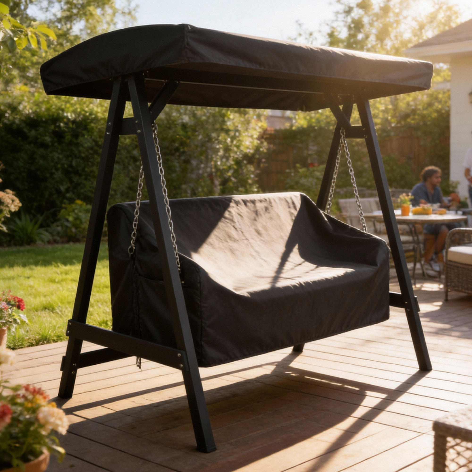 3-Sitzer Gartenschaukel-Abdeckung, wasserdichte Schutzhülle, winddicht und UV-beständig, 420D Oxford-Stoff