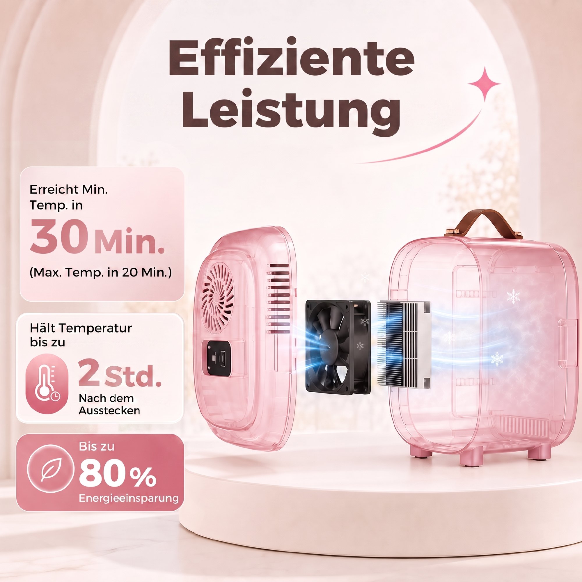 Mini Kühlschrank Kühlschrank Beauty Fridge, 4 L Fassungsvermögen, 20,3 x 26,3 x 28 cm, Rosa