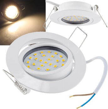 LED-Einbauleuchte "Flat-26" warmweiß - 80x26mm, 3W, 370lm, weißes Gehäuse LED-Einbauleuchte "Flat-26" warmweiß - 80x26mm, 3W, 370lm, weißes Gehäuse