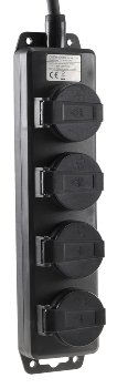 Gartensteckdosenleiste für Außen, 4-fach, IP44, H07RN-F 3G1,5mm², Zuleitung 3m