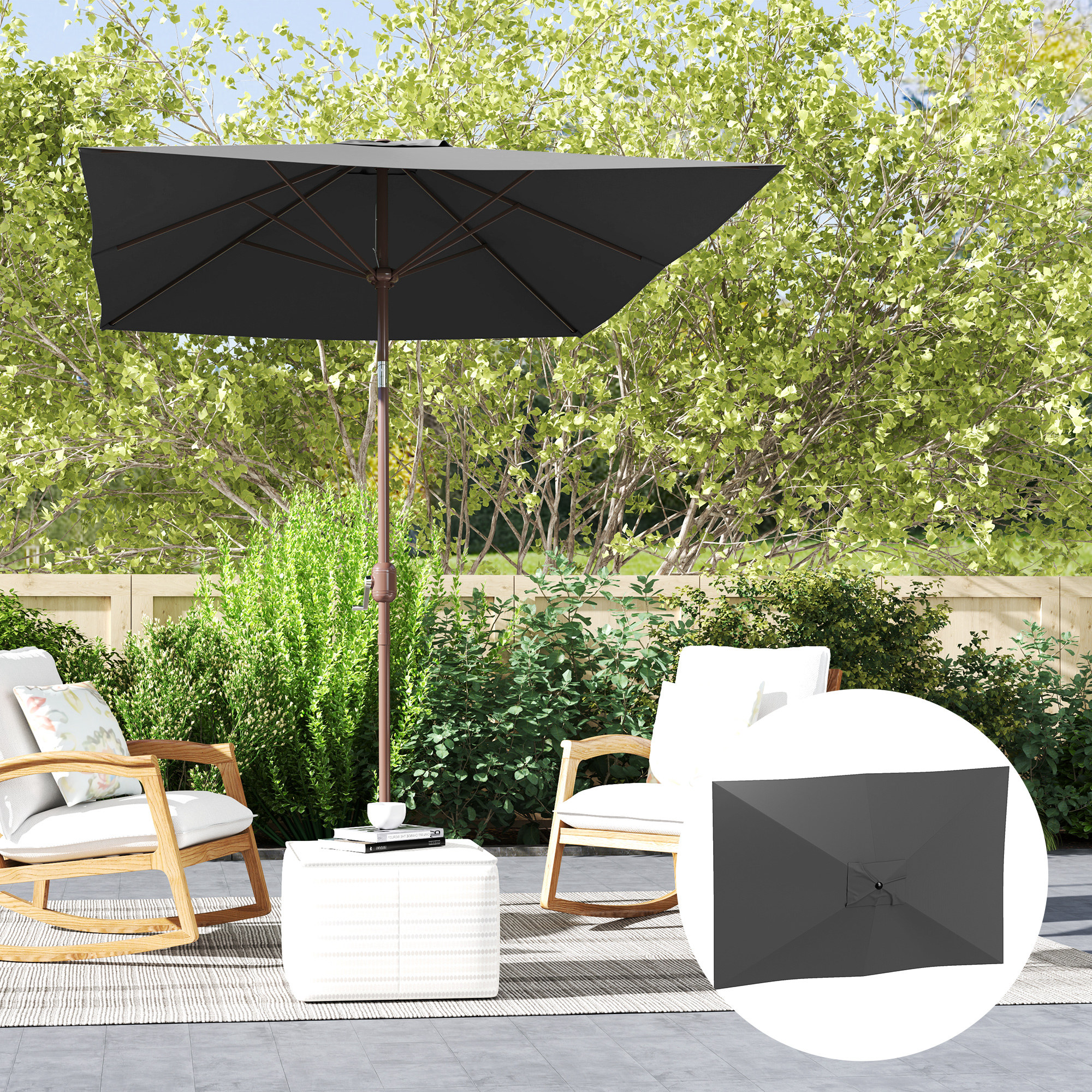 Sonnenschirm Ersatzbezug 2 x 3 m 6 Streben UV50+ & Wasserdicht Terrassenschirm Bespannung