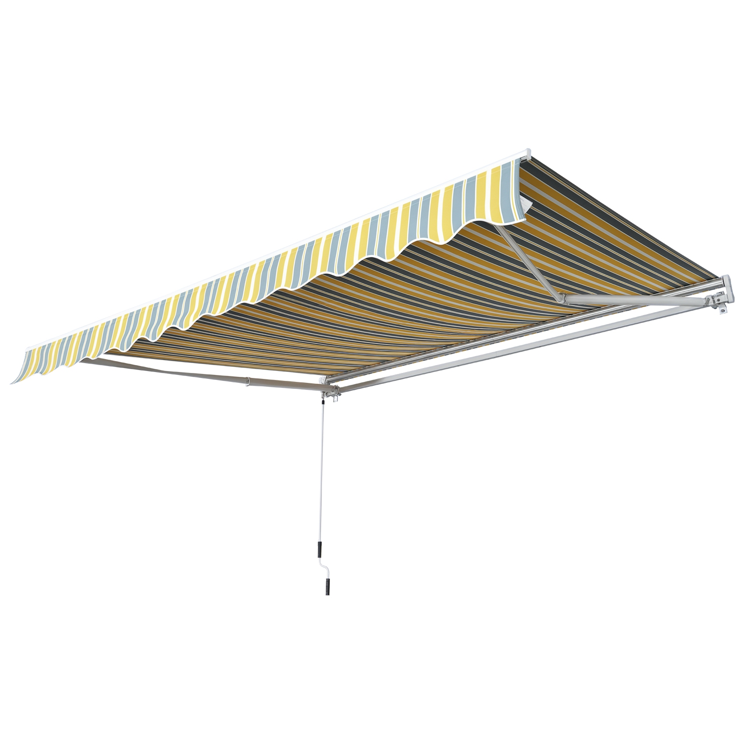 Markise Gelenkarmmarkise Sonnenschutz Handkurbel Balkon Alu Gelb Grau 2,95 x 2,45 m