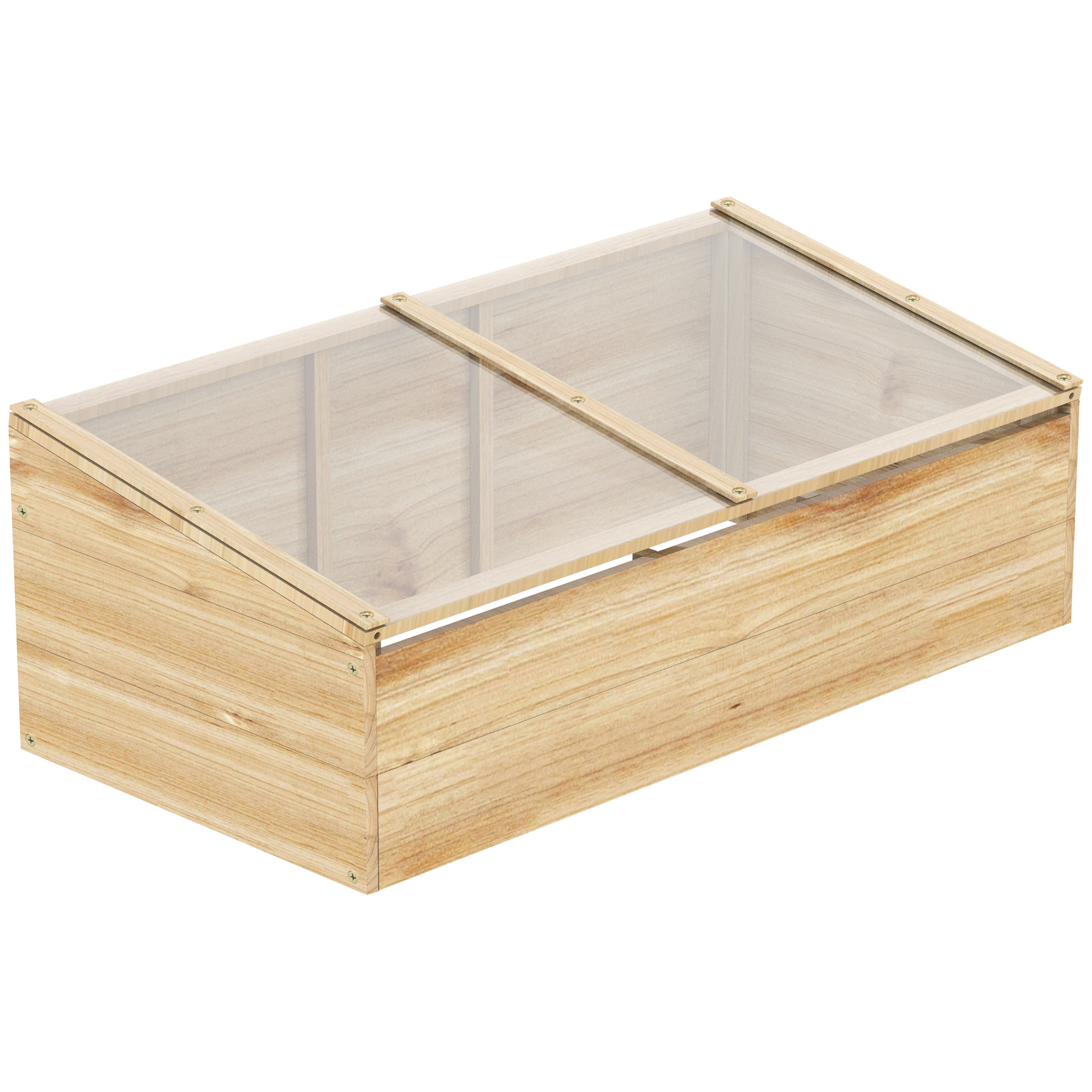 Gewächshaus Holz Frühbeet Frühbeetkasten Treibhaus Garten & Pflanzkasten-System für Garten Balkon, 100 x 50 x 35 cm, Natur, Tanne, PC-Platte
