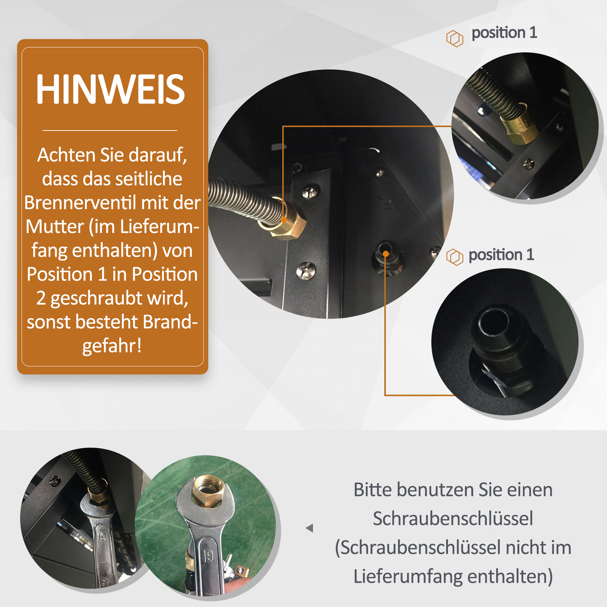 Gasgrill mit 7 Brennern, inkl. Thermometer,  BBQ -Grill, mobiler Grill, Schwarz