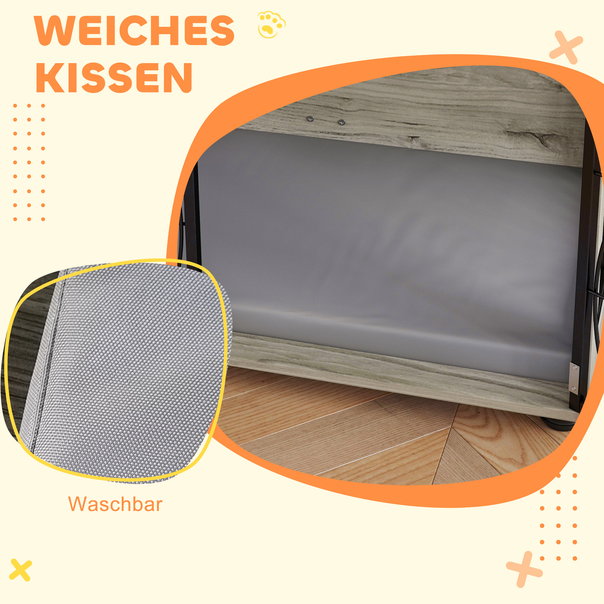 Hundebox, Hundekiste, Verschließbare Aufenthaltsbox für große Hunde, Grau