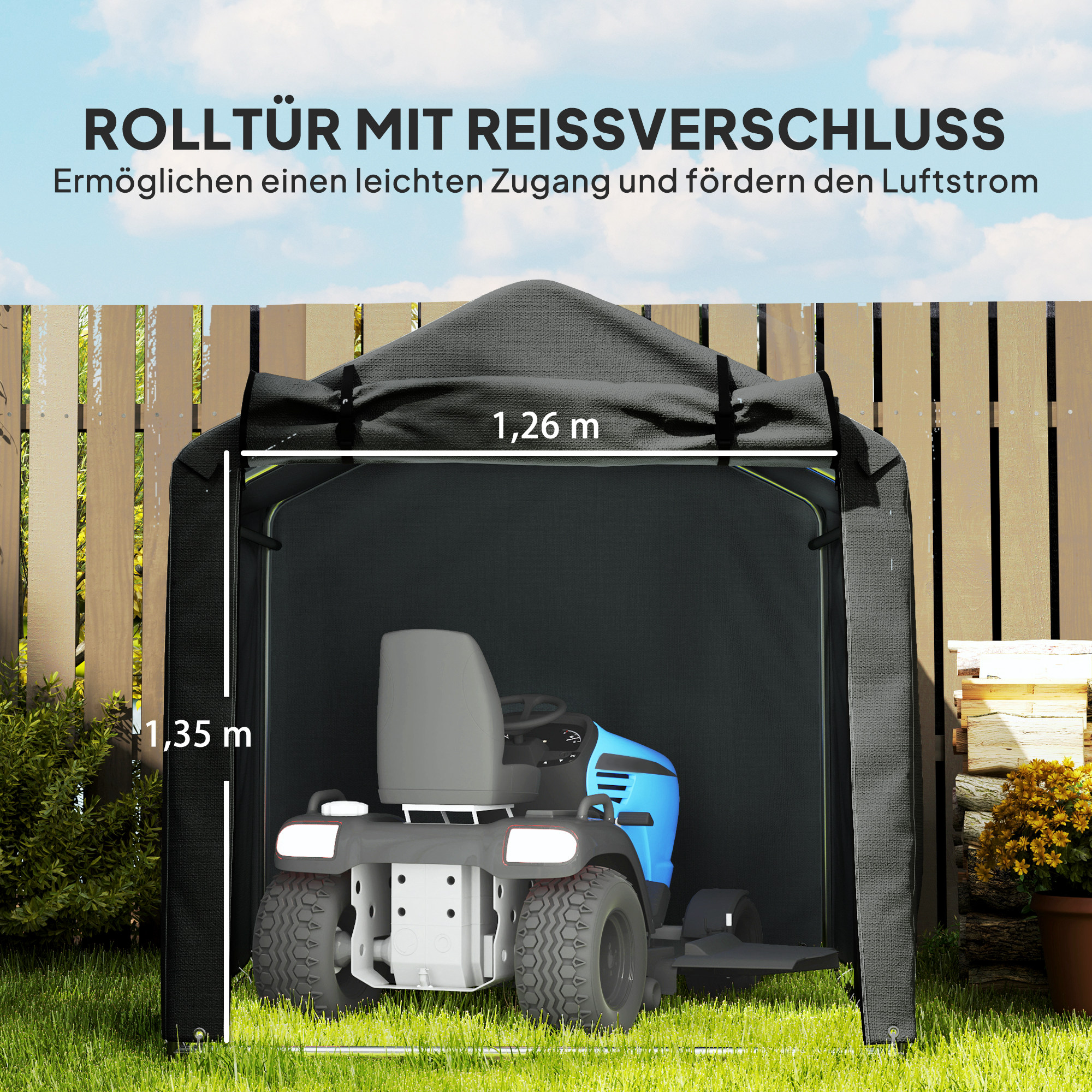 Garagenzelt, wasserdicht Zeltgarage mit Tür, UV-beständig 220 x 157 x 165 cm Schwarz