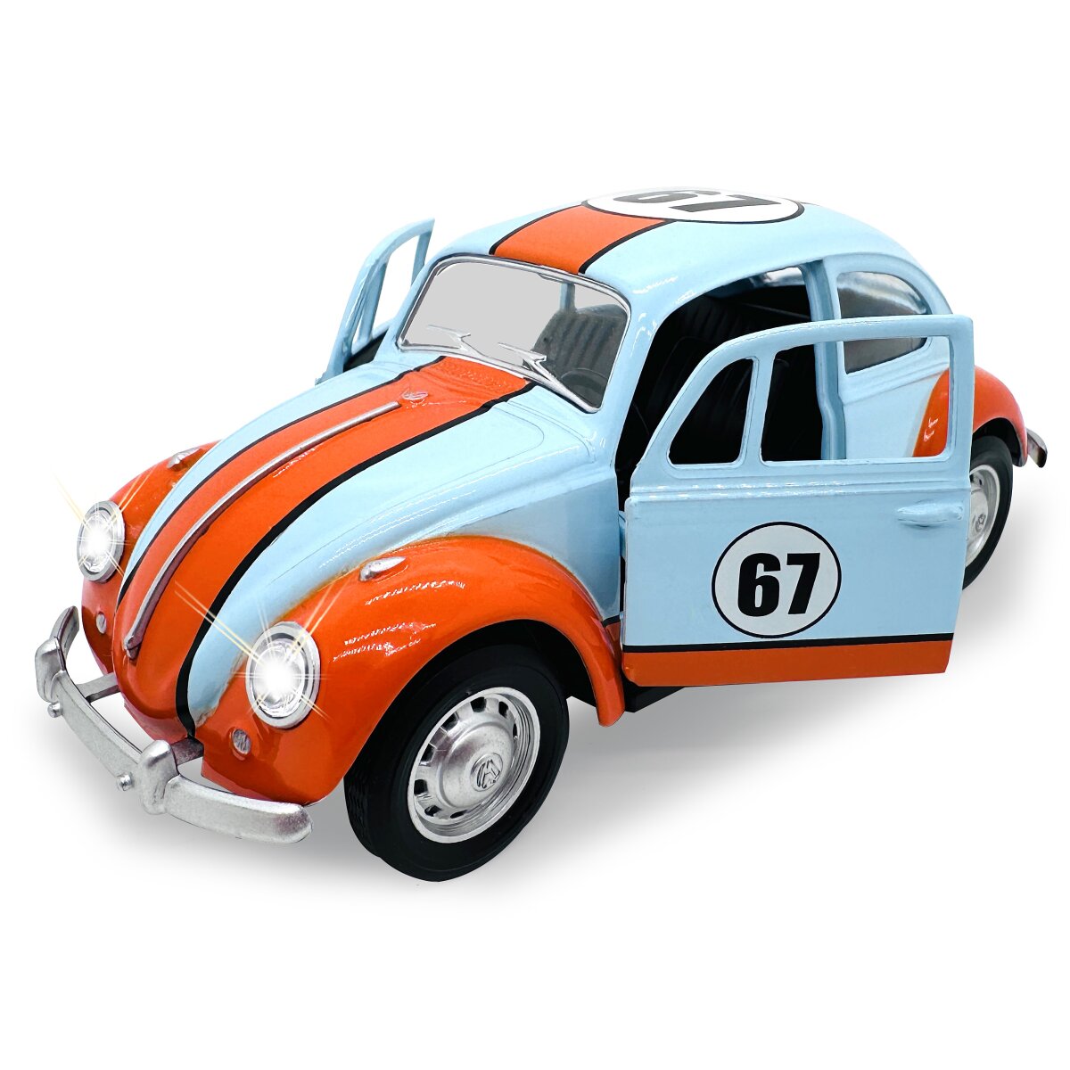 Volkwagen Classical Beetle 1967 Diecast 1:28 hellblau inkl. Knopfzellen
