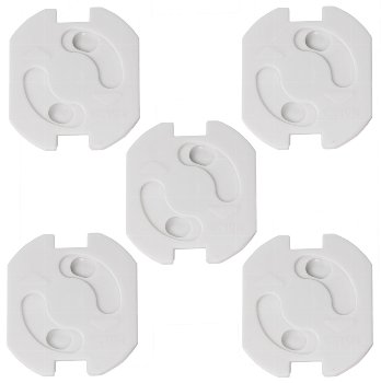 Einsteckschutz für Steckdosen, Weiß, mit Drehmechanik, 5er-Set
