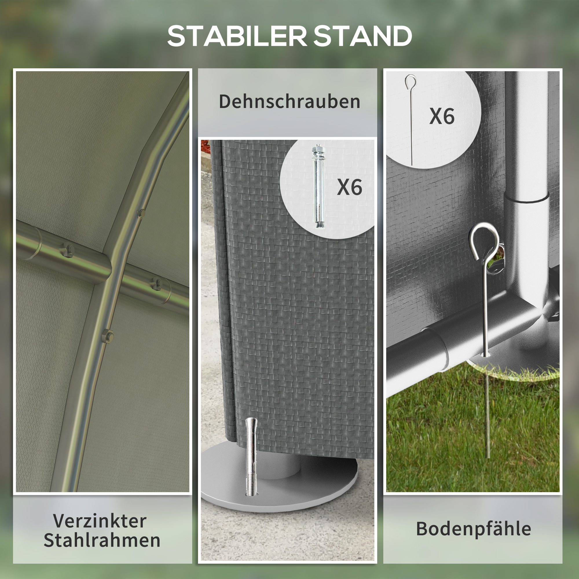 Gartenschuppen, Lagerzelt, robust & wetterfest, Stahlrahmen, 1,2x1,8x1,6m, Dunkelgrau