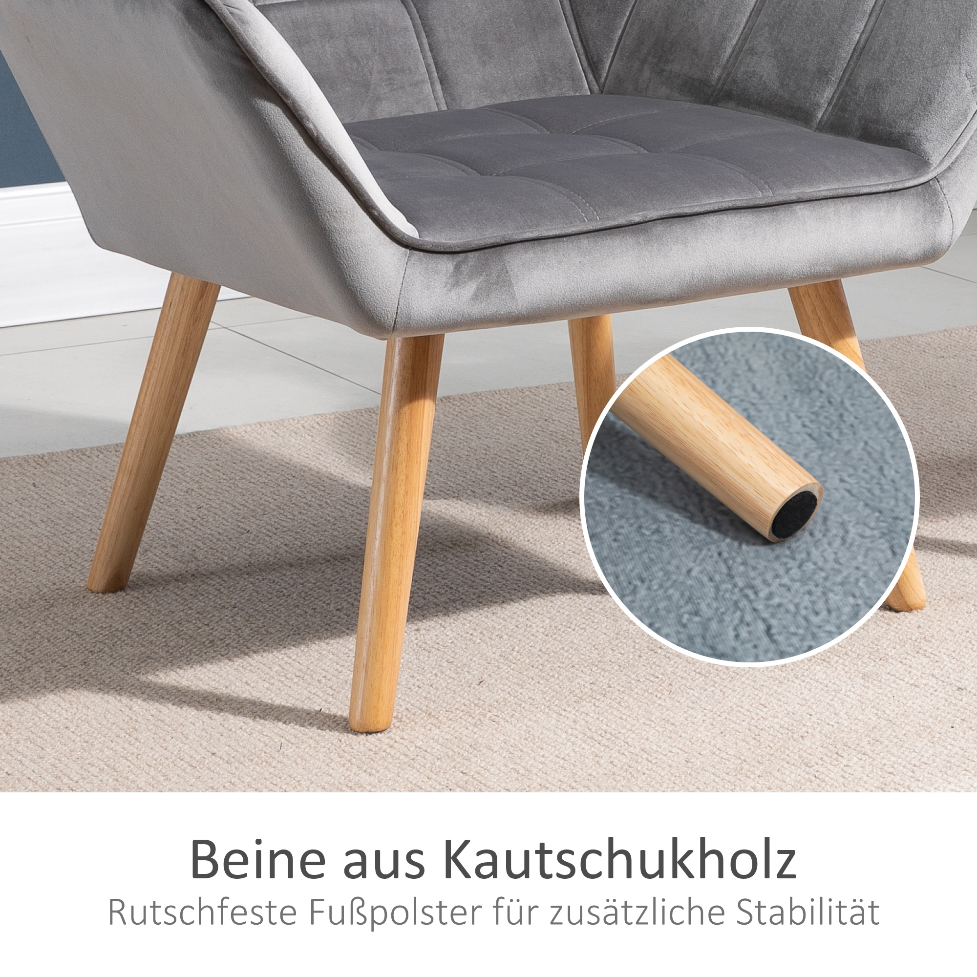 Relaxsessel Skandidesign Lesesessel Akzentsessel, Steppung, 67cm x 61,5cm x 71cm, Grau