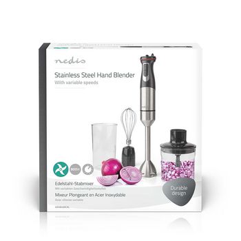 Stabmixer | 800 W | Geschwindigkeitseinstellung: variable Geschwindigkeitskontrolle | Hubschrauber | Aluminium / schwarz