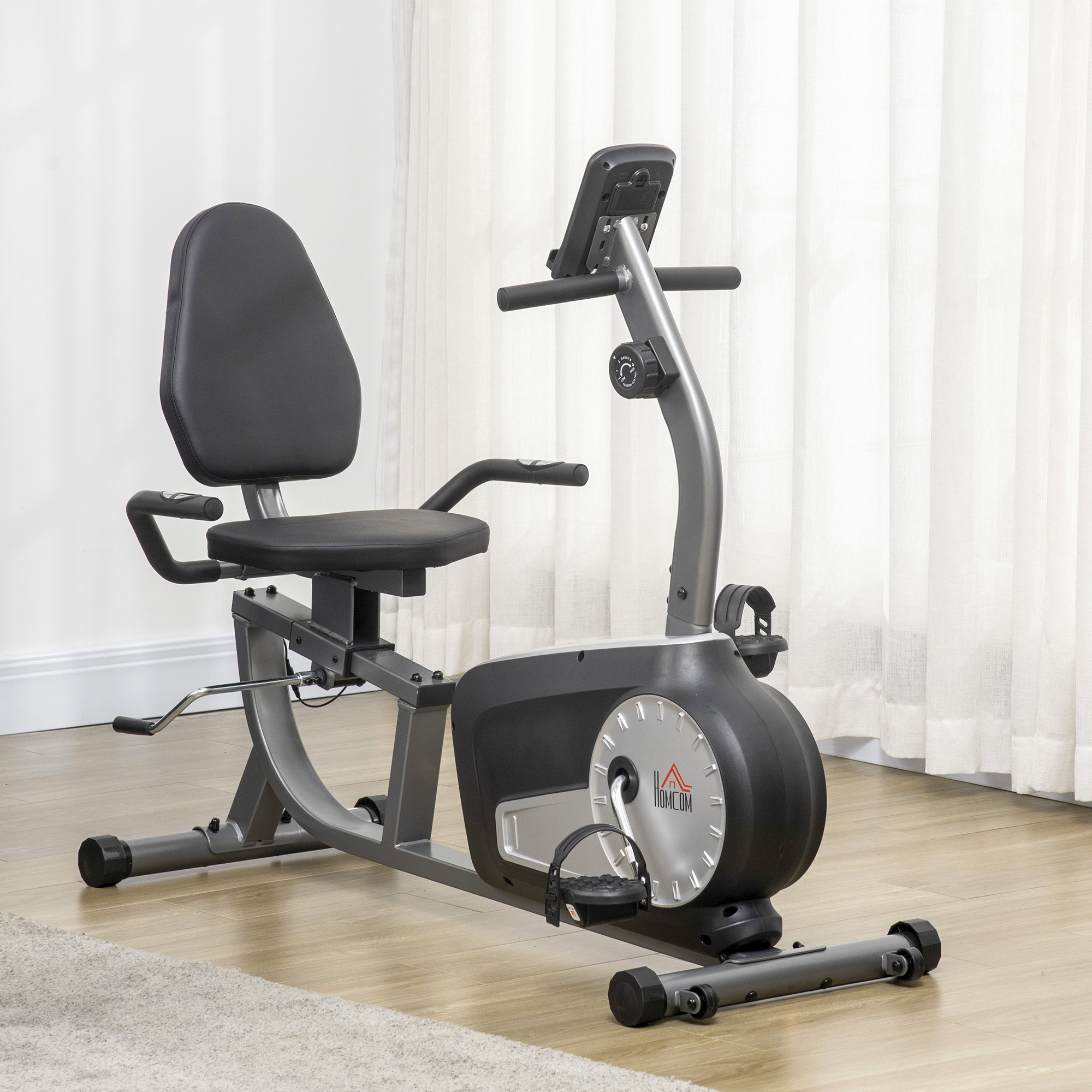 Radtrainer mit 8-stufigem Widerstand 122-137 x 62 x 103cm Stahl Grau+Schwarz+Silber