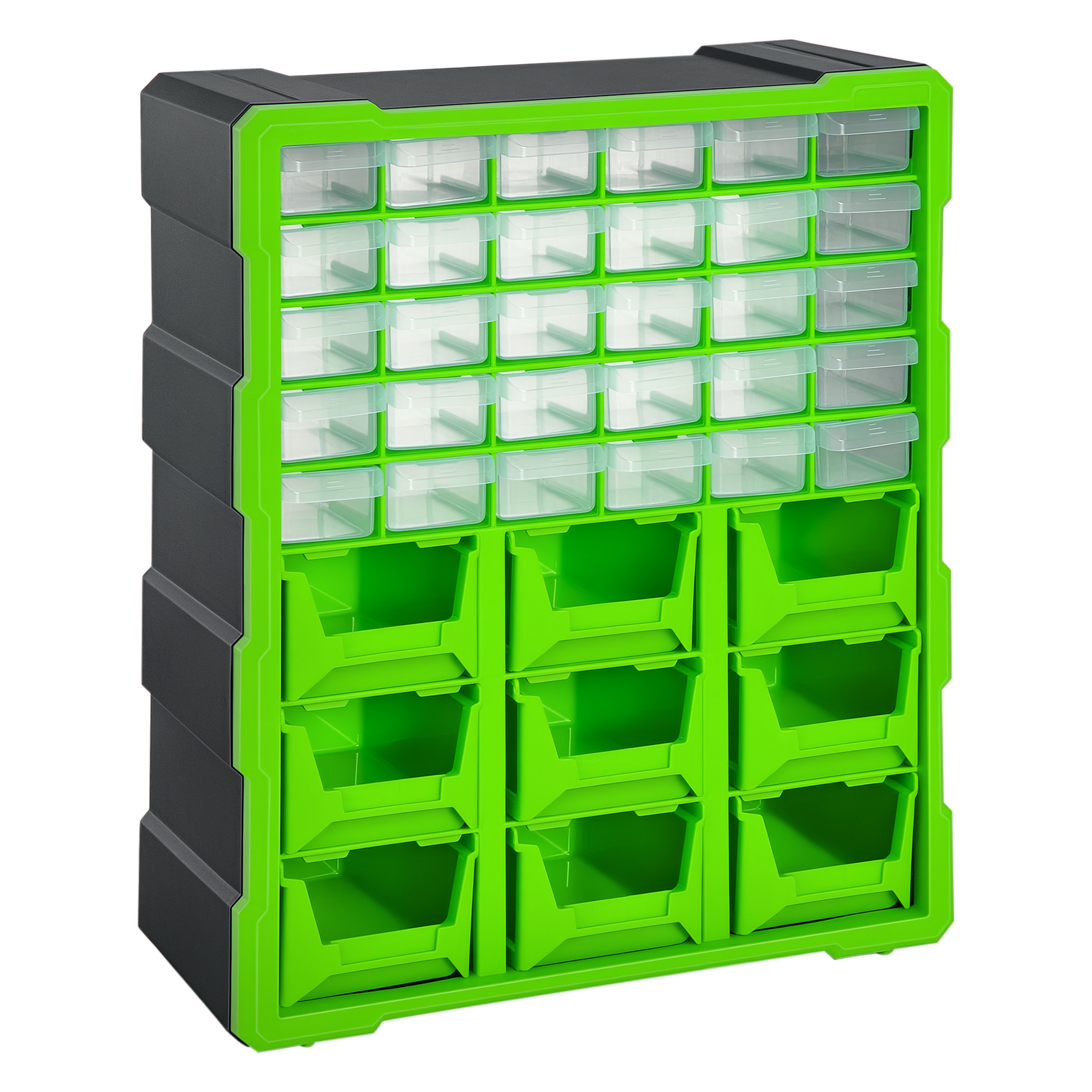 Sortierkasten Kleinteilemagazin Teile Box Aufbewahrungsbox 39 Fächer Grün L38 x B16 x H47,5 cm