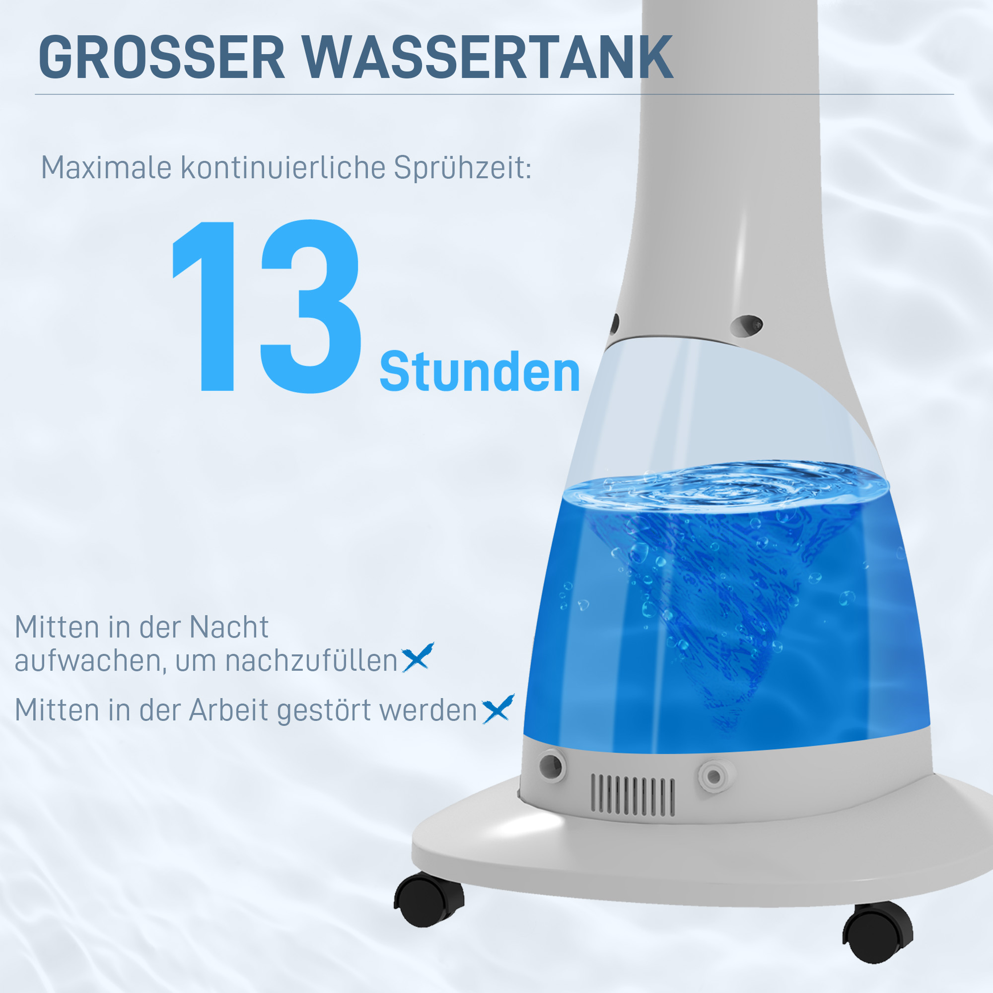 2-in-1 Ventilator mit Befeuchter, 3 Geschwindigkeiten, Timerfunktion, 3 L Tank, 44,5 x 38,5 x 120cm, Schwarz