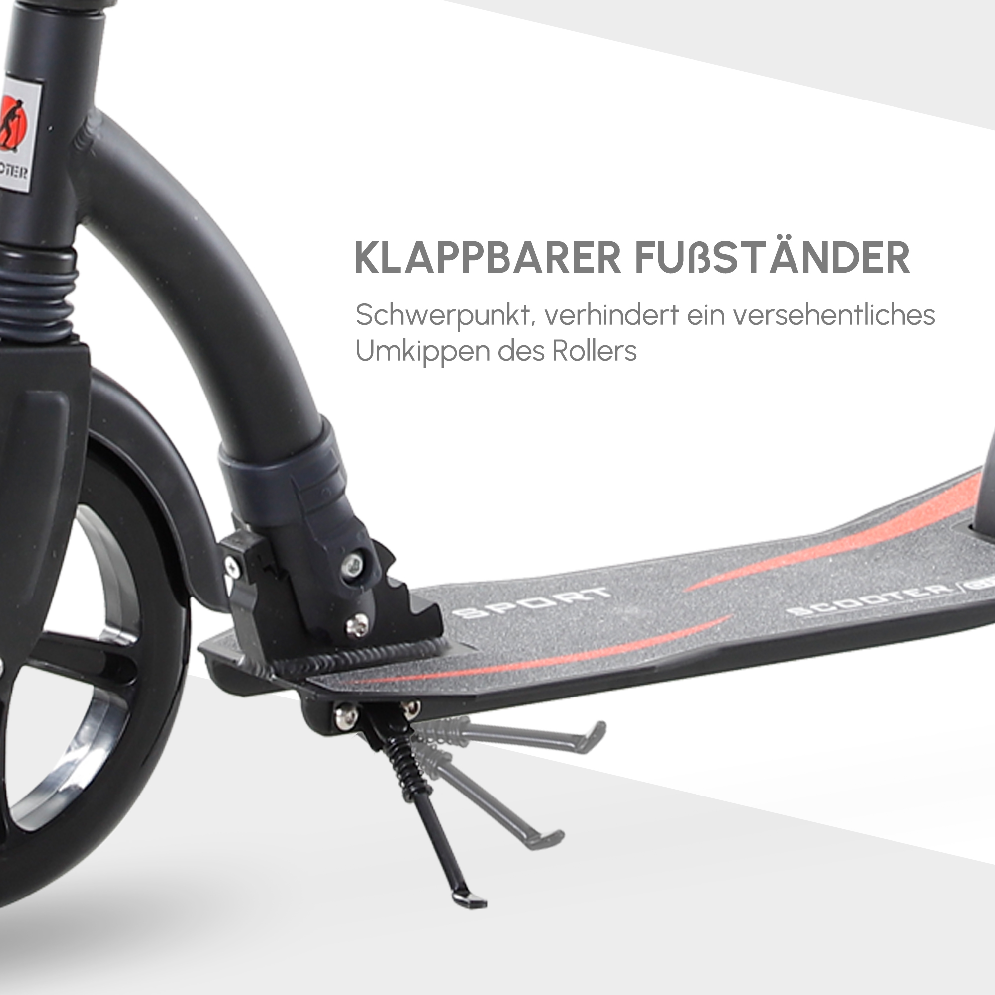 Roller Tretroller Kickscooter Klapproller, klappbar, Stoßdämpfer, ab 14 Jahren, Schwarz