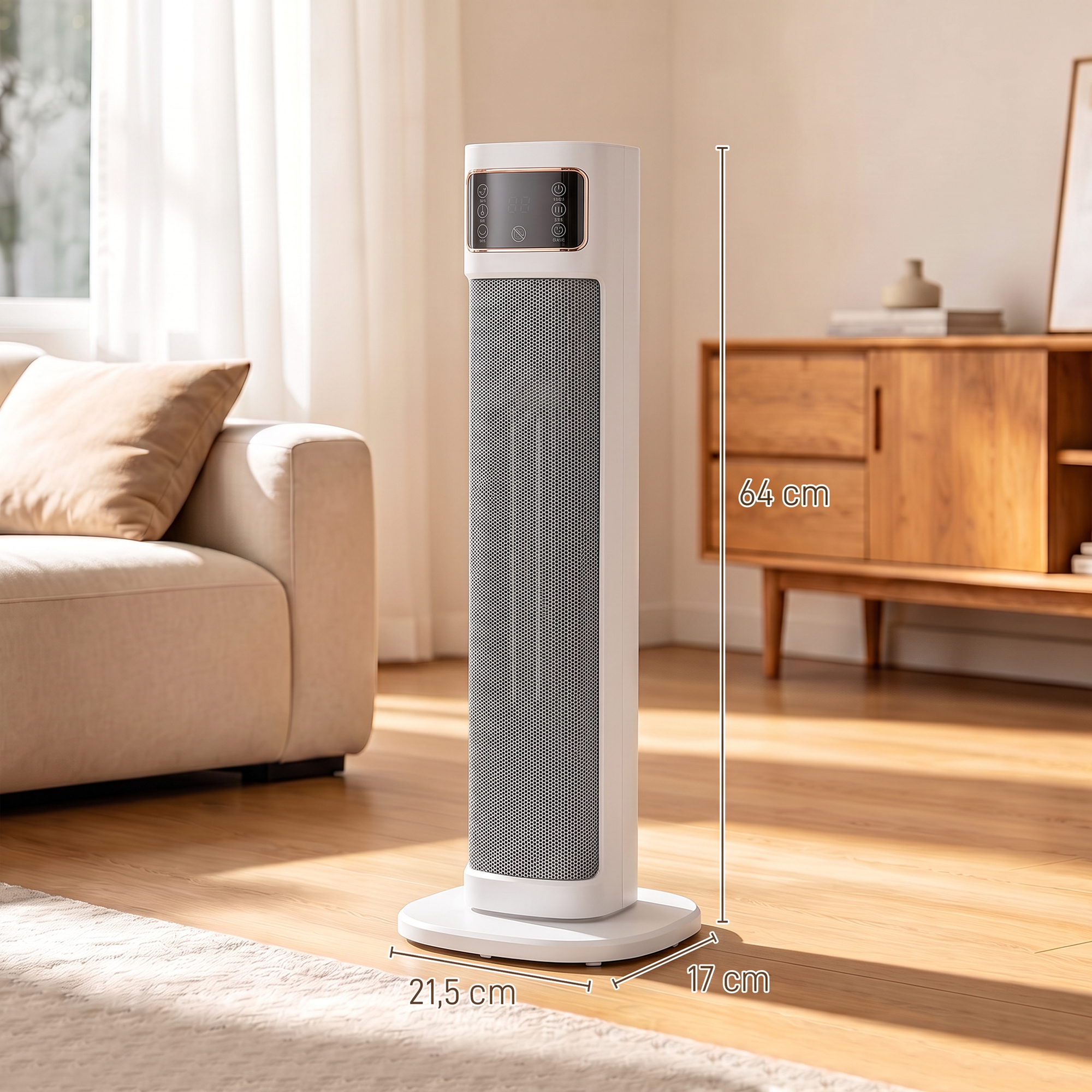 Keramik-Heizlüfter, 2.000 W, 4 Modi, Thermostat, Fernbedienung, energiesparend