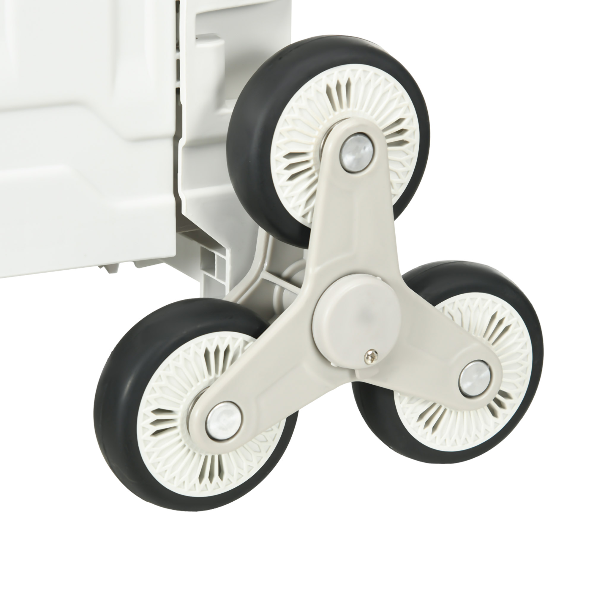 Einkaufstrolley Treppensteiger Mobile Transportbox,  klappbar, Teleskopgriff, bis max. 65 Kilo belastbar, Weiß