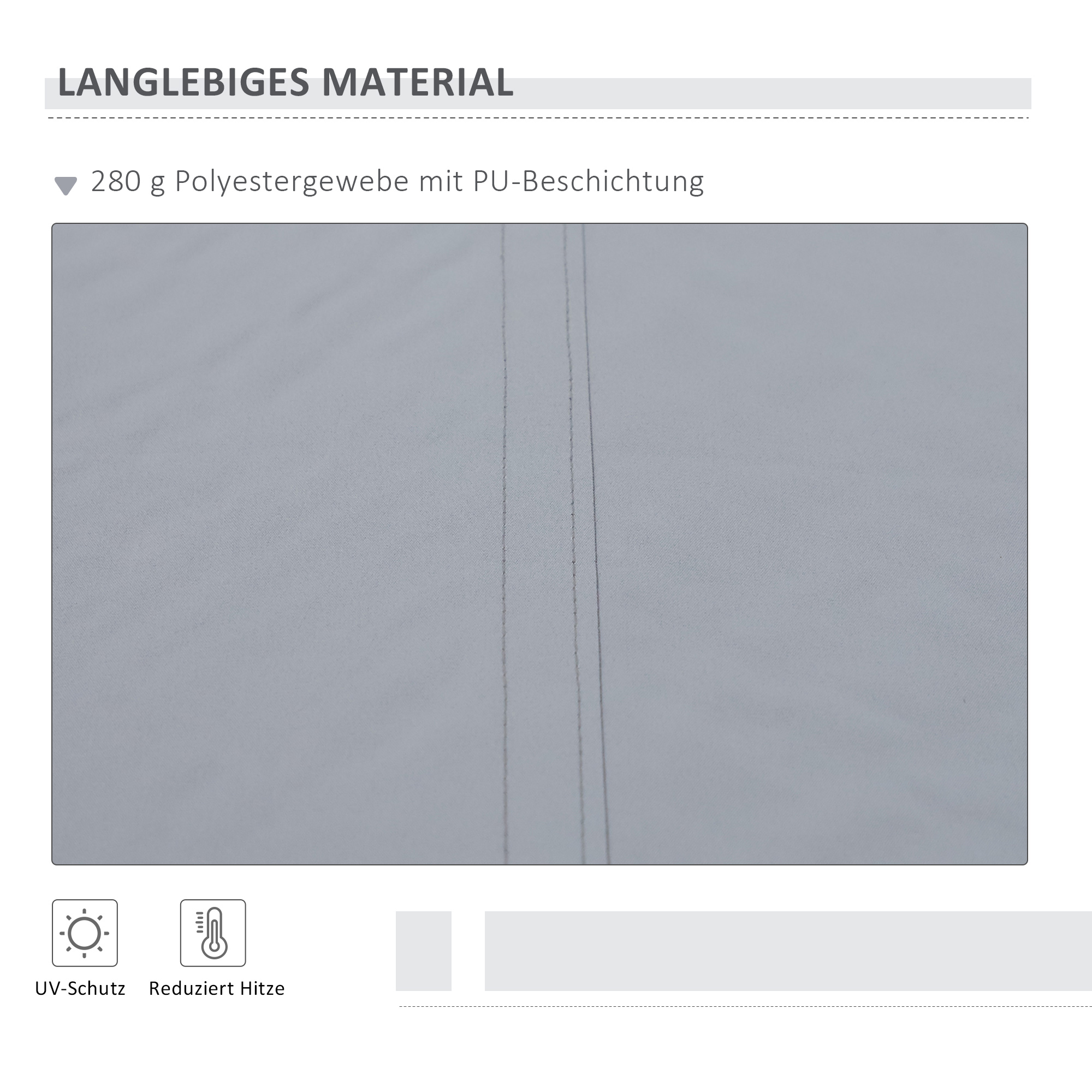 Markise, 3,95 x 2,45 m, Sonnenschutz, einfahrbar, mit Handkurbel, Metallrahmen, Polyester, Grau/Weiß