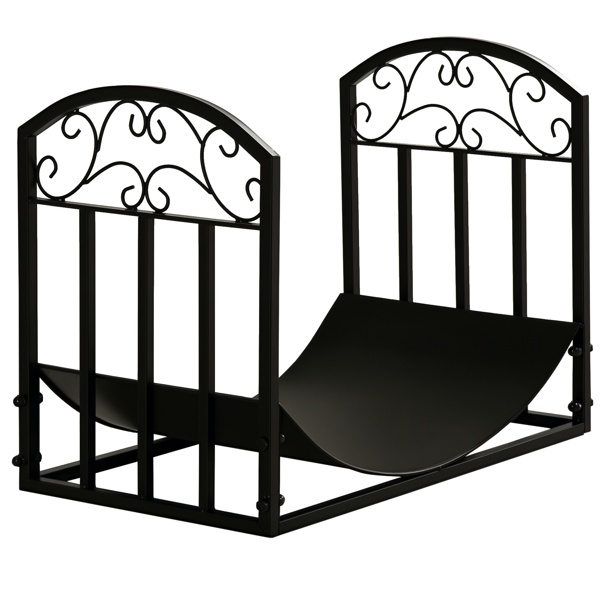 Kaminholzregal Kaminholzständer Brennholzregal 60 kg belastbar Feuerholzablage Kaminwerkzeug Metall Schwarz 60,5 x 36 x 46,5 cm