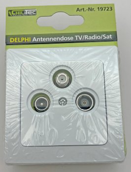 DELPHI Antennendose TV+Radio+Sat, inkl. Rahmen, UP, weiß
