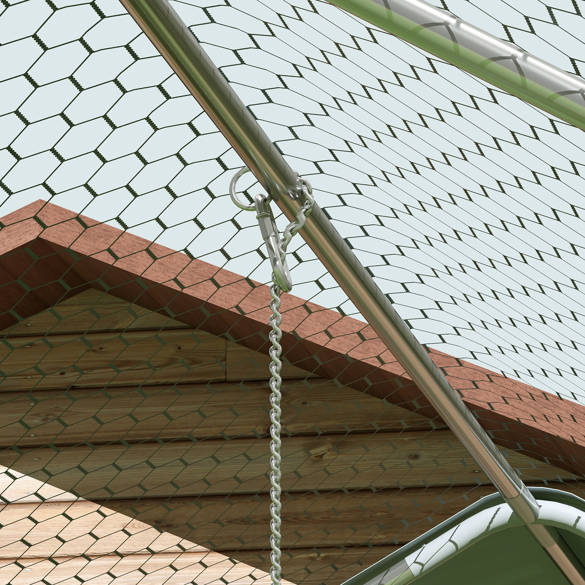 Hühnerstall, Freilaufgehege für Hühner, mit UV-beständiger Plane, Stahlgitter, Futterautomat, für 18-24 Hühner