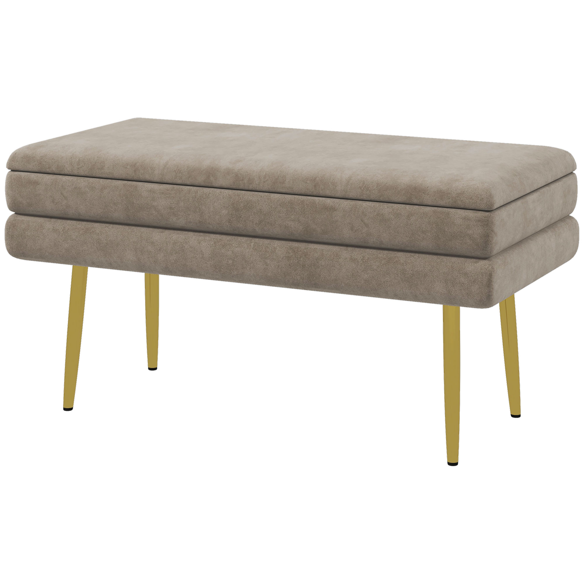 Sitzbank Polsterbank, mit Stauraum, Stahl, 79,5 cm x 37,5 cm x 43 cm, Beige