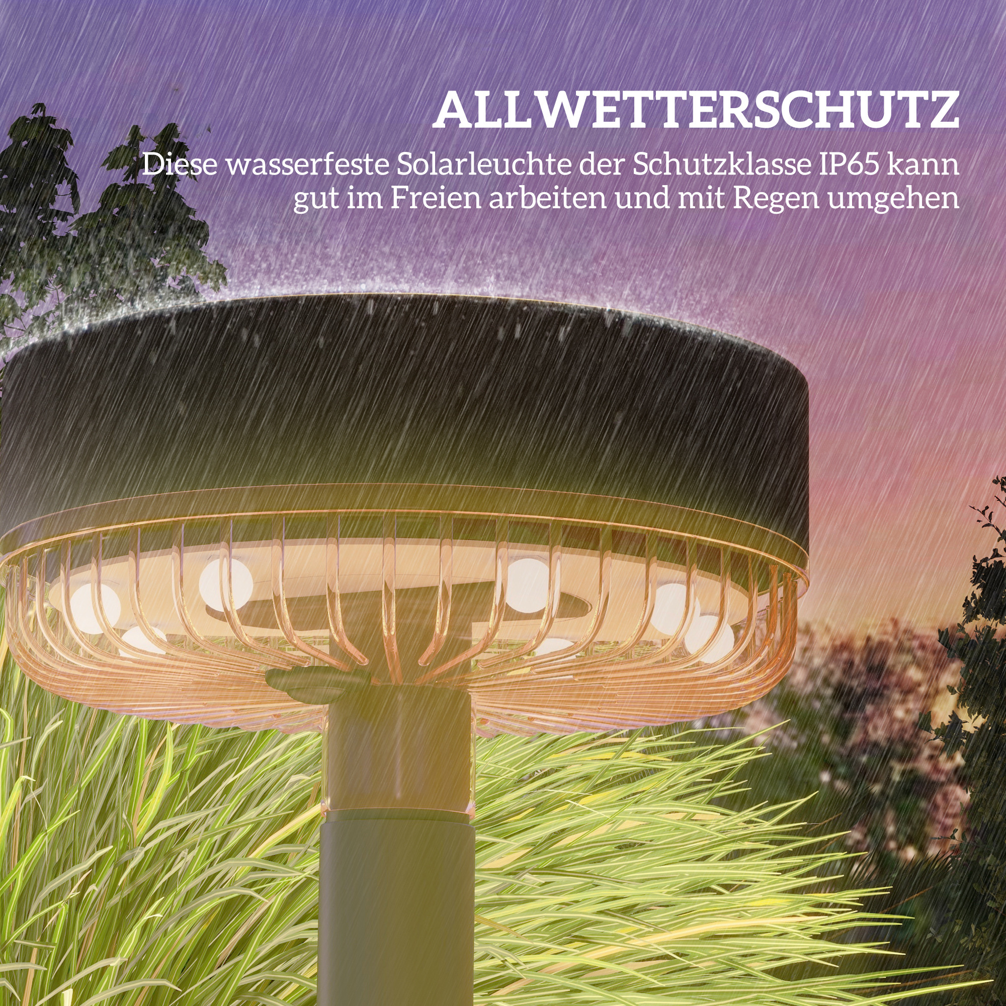 Solar Gartenleuchten, wasserdicht, Warmweiß LED, 10-12h Betriebszeit, Schwarz