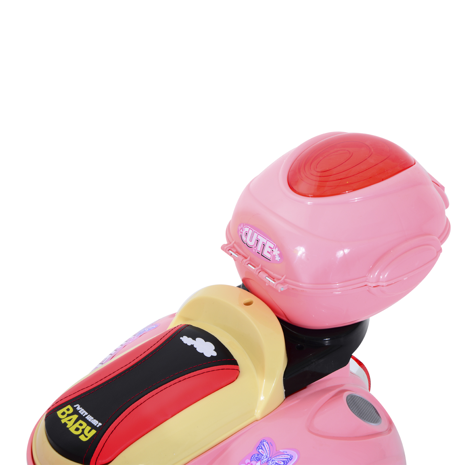 Elektro Kindermotorrad Elektromotorrad Kinderelektroauto Kinderfahrzeug Dreirad, 6V, Metall+PP, 108x51x75cm (Rosa+Gelb)