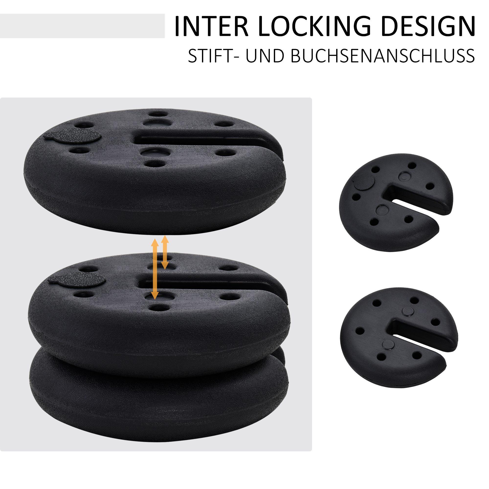 Pavillon Standfuß 4 Stk. Gewicht Partyzelt Pavillongewicht befüllbar bis 5 kg Gewichte für Pavillon Beschwerer für Pavillons Ø25 x 6 cm Schwarz