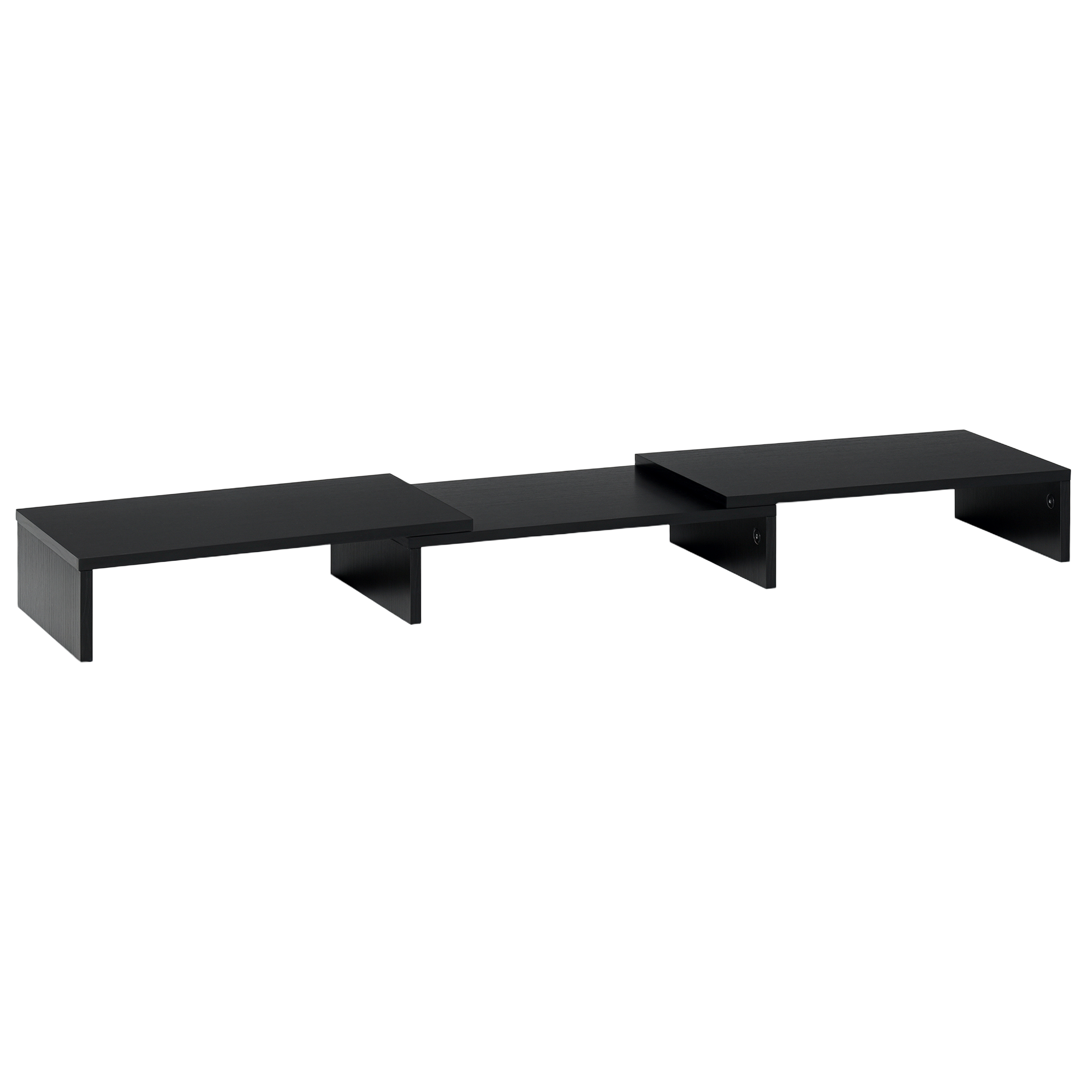 Monitorständer Monitor Stand Dual Bildschirmerhöhung Verstellbare Länge und Schwenkwinkel Bildschirmständer für PC Notebook Laptop Drucker 80-117 x 23,5 x 10 cm Schwarz